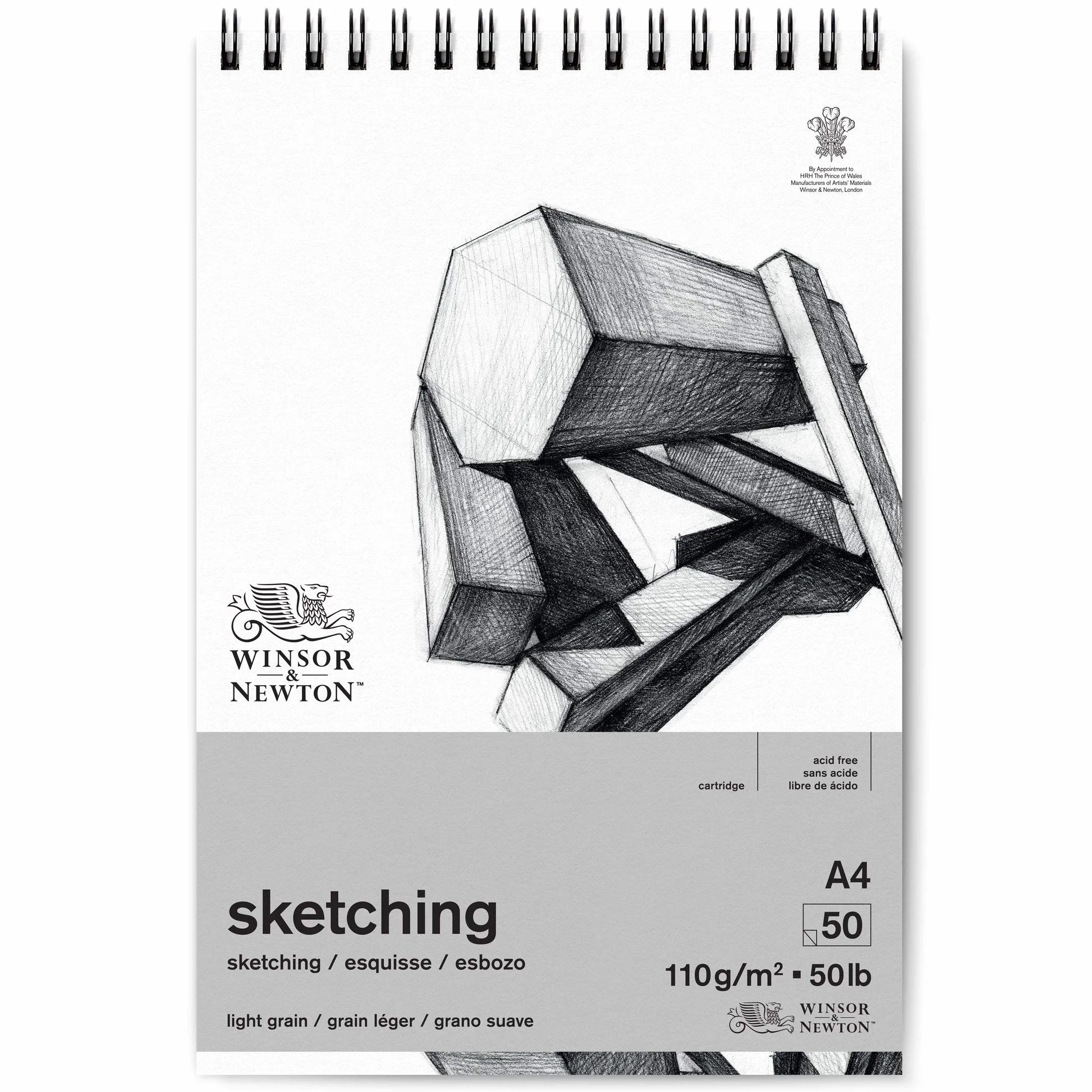 Winsor & Newton Carta Schizzo Blocco Spirale A4 110g 50 Fogli