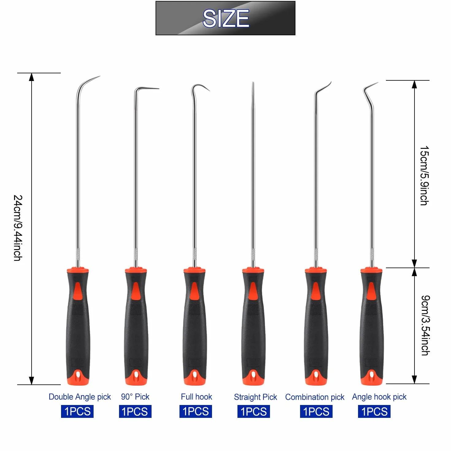 Set di Ganci per ago, 6 Pezzi, Cromo Vanadio, Extra Lungo, 240 mm
