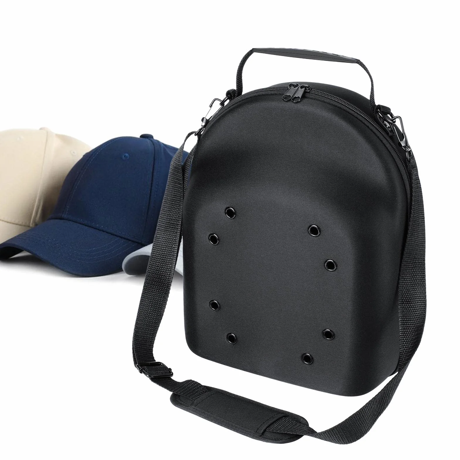 F Fityle Custodia per cappelli, organizer per cappelli rigidi, custodia per zaino, borsa per cappelli da baseball, con manico, custodia da viaggio per, Nero