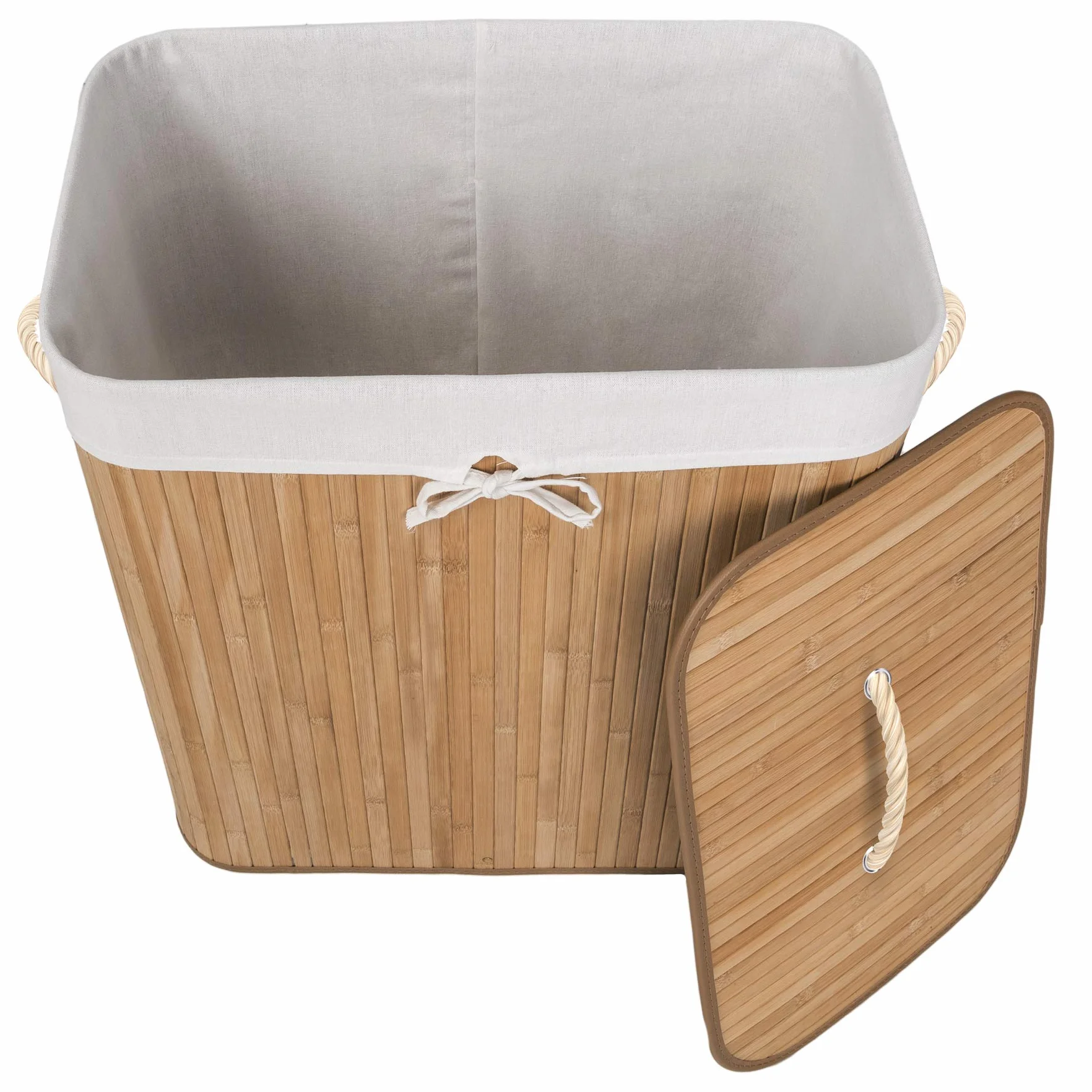 tectake® Cesto Portabiancheria, Sacco Rimovibile Lavabile, Porta Panni Sporchi Salvaspazio, Cestino Bagno, Cesto Biancheria Sporca, Grande Capienza, Design Pratico, Bambù - 100 L - Marrone