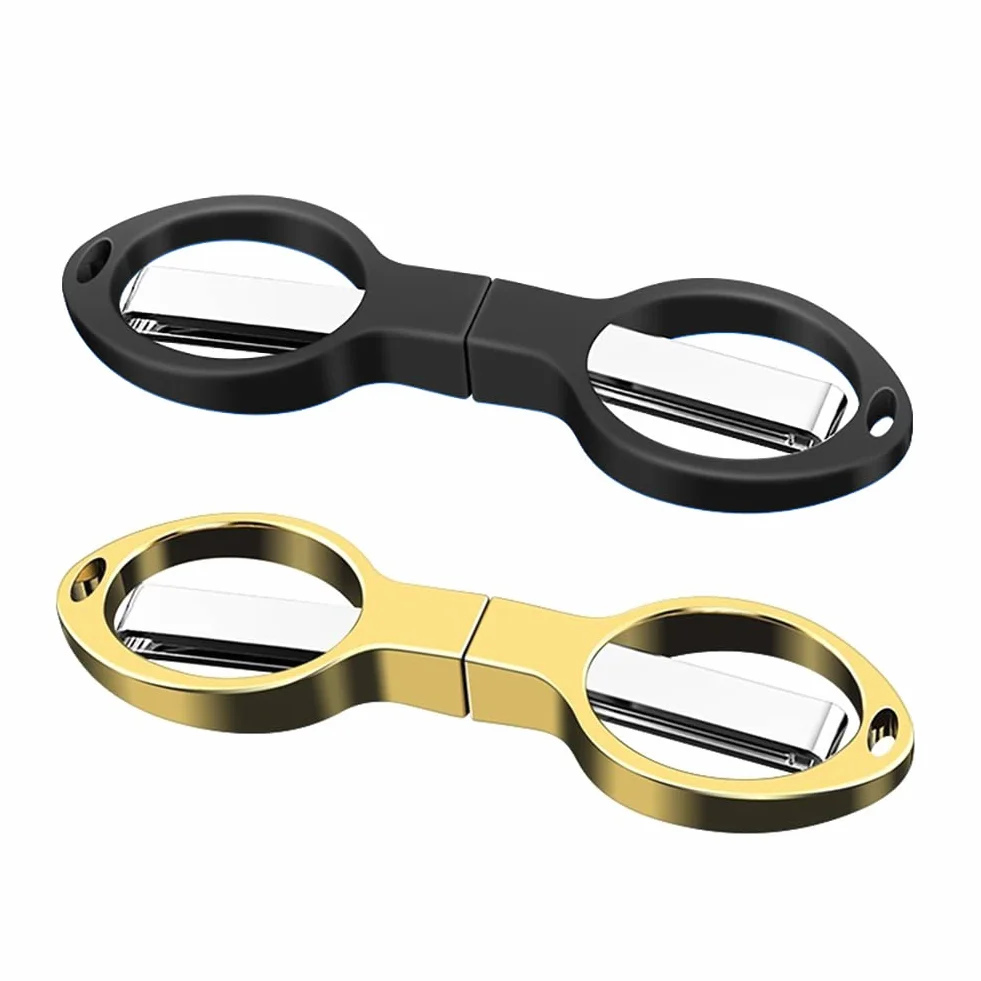 Forbici pieghevoli portatili,Forbici da viaggio di sicurezza,Mini forbici pieghevoli,Pesca,Lavoro ad ago e uso quotidiano,Oro,Nero,2PCS
