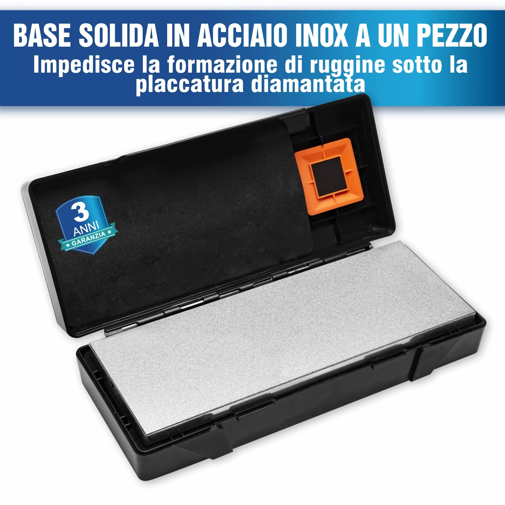 SHARPAL 162N Pietra diamantata bifacciale per affilare coltelli | Grana grossa 325 / Grana extra fine 1200 | Custodia con base antiscivolo e guida angolare (203 X 76 mm)