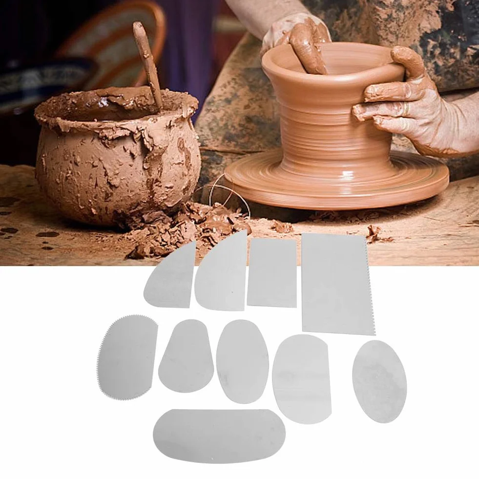 10pcs strumento di intaglio utensili ceramici dell'argilla dell'acciaio inossidabile raschietto dell'argilla strumenti di scultura di ceramica ceramica spatola strumento di intaglio artigianale