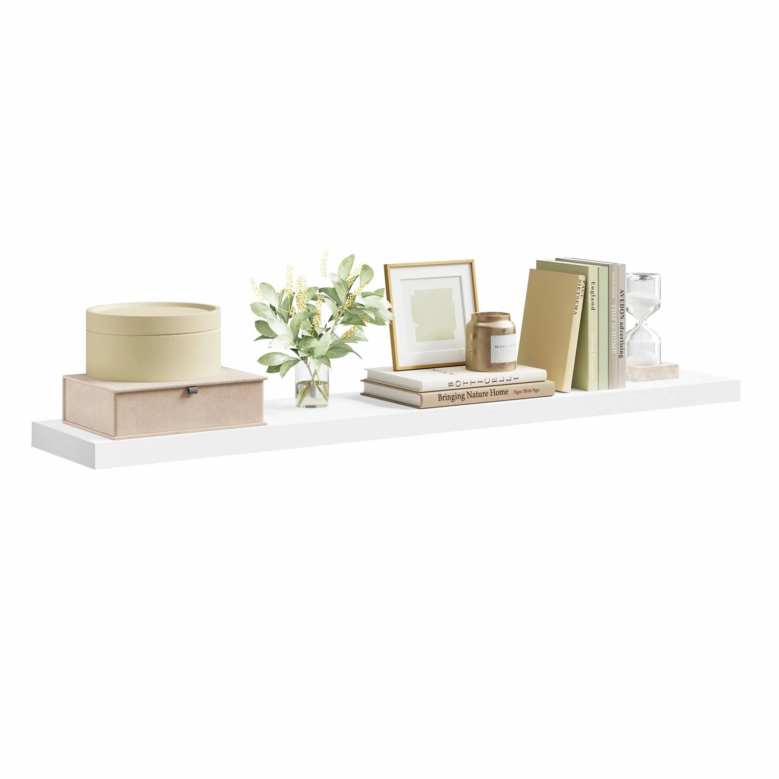 WOLTU Mensola da Muro Rettangolare Scaffale Libreria a Parete Decorazione per Cameretta Ufficio Porta CD/Dvd in Legno Bianco 120cm RG9315ws