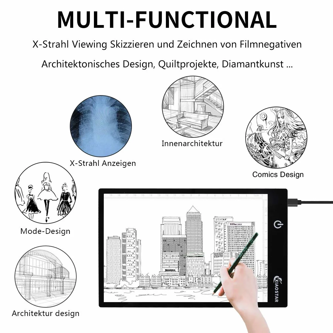 A5 LED Light Table Pad Light Pad LED Drawing Pad Luminosità regolabile Light Box Copy Board con cavo USB per artisti che disegnano Animazione Tappetino luminoso per pittura con diamanti