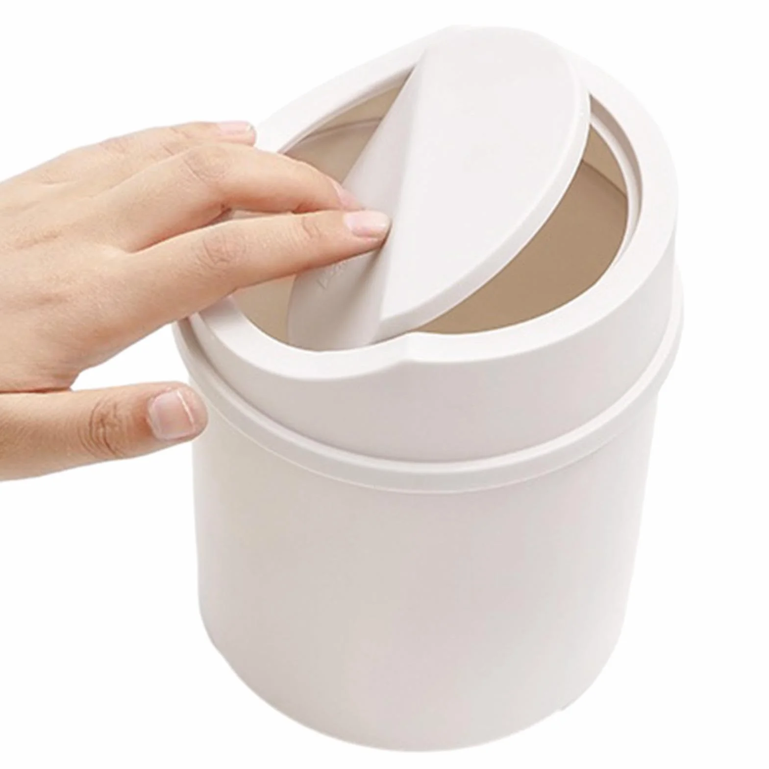 Cestino da Scrivania e Tavolo con Coperchio Girevole, Cestino per Rifiuti e Carta, per Interni Auto, Cucina, Camera da Letto, Uffici