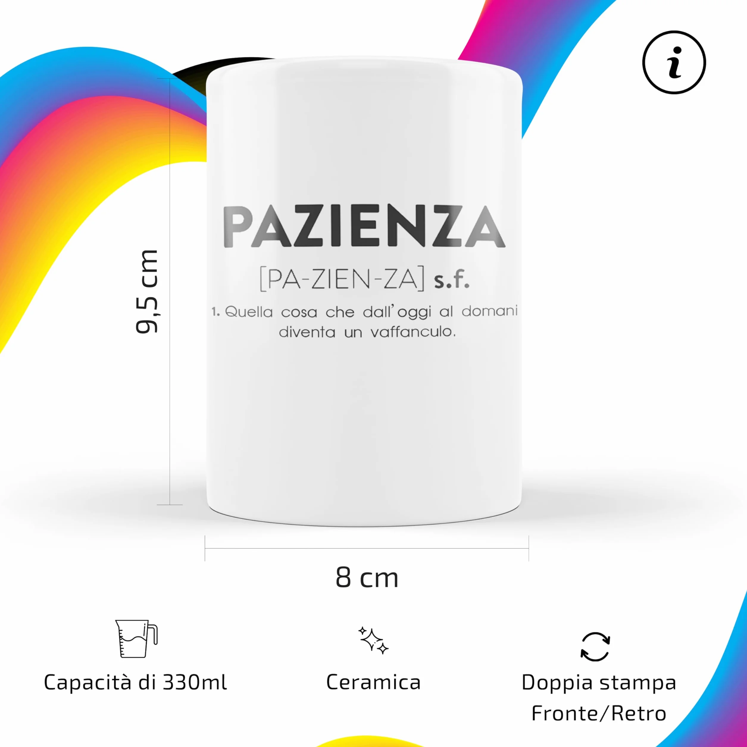 AL PRODUCTION Ceramica Tazza Mug PAZIENZA Regalo Compleanno Humor