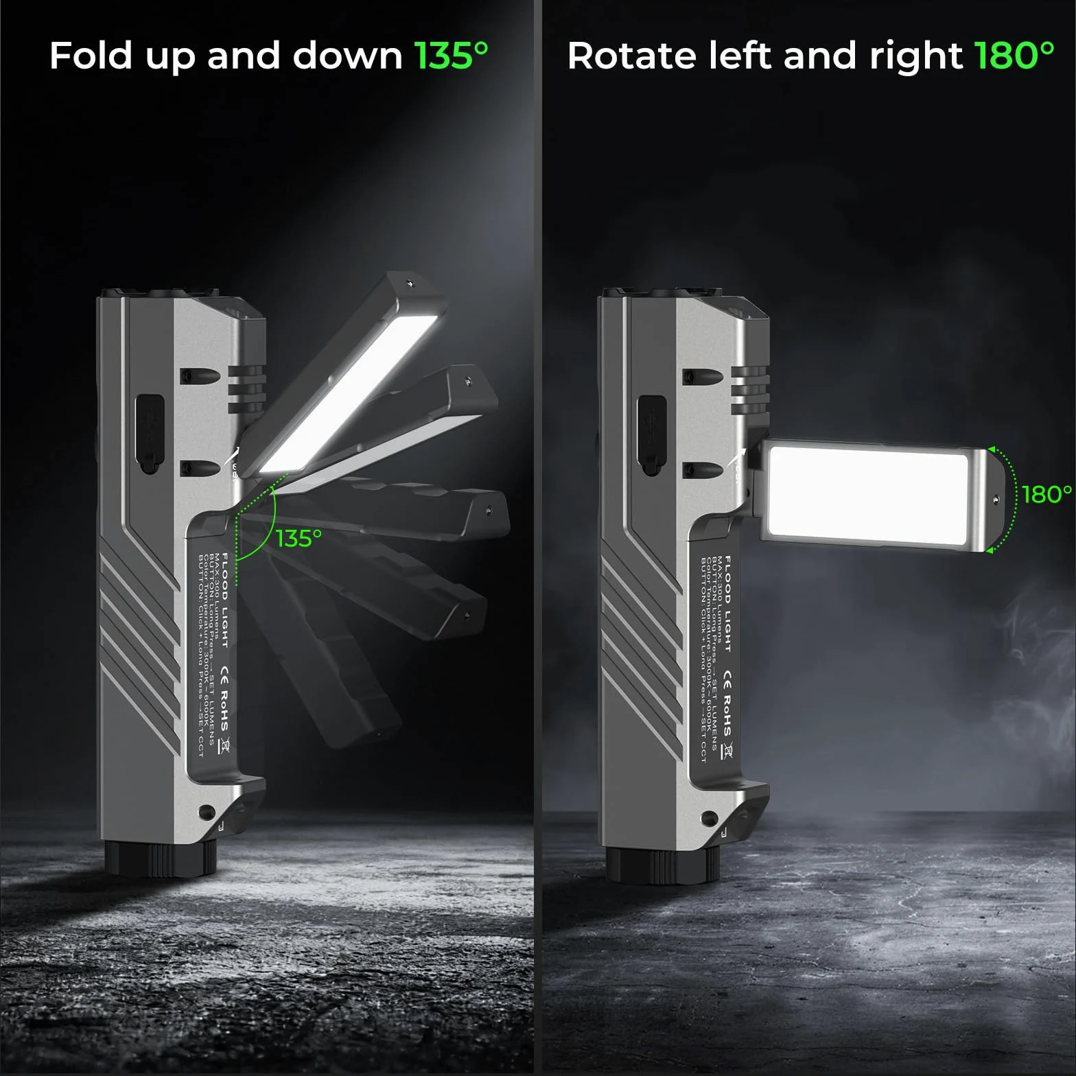 Wurkkos HD05 Torcia LED Potente 3100 Lumen, Torcia da Mano 4-in-1 con Luce | Laterale Pieghevole e Rotante, UV e Luce Rossa, Ricaricabile, Magnetica, IPX6 per Campeggio, Officina e Fai da Te