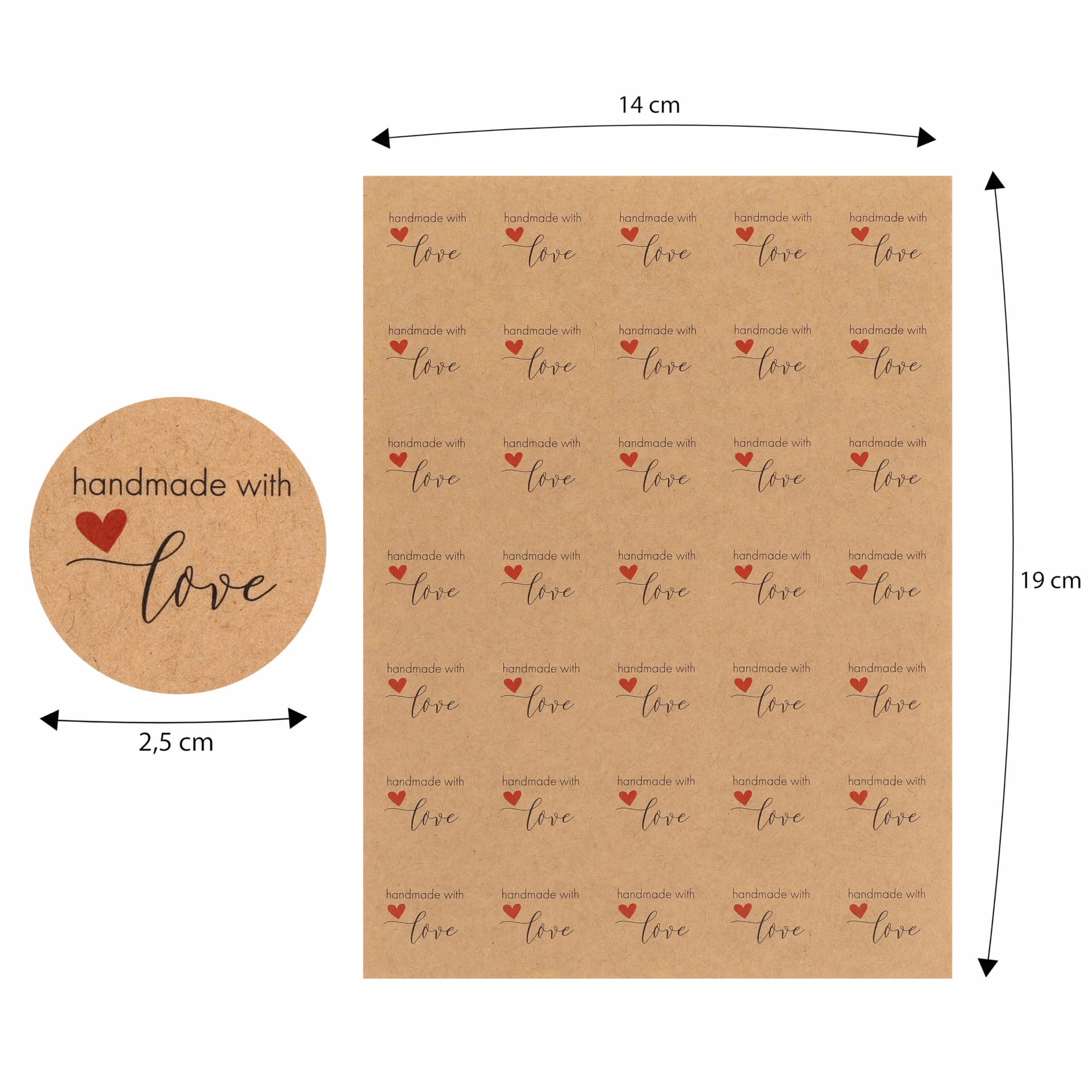 Nordstern Adesivi fatti a mano con amore, confezione da 525, etichette autoadesive per matrimoni, vasetti di marmellata ed etichette regalo