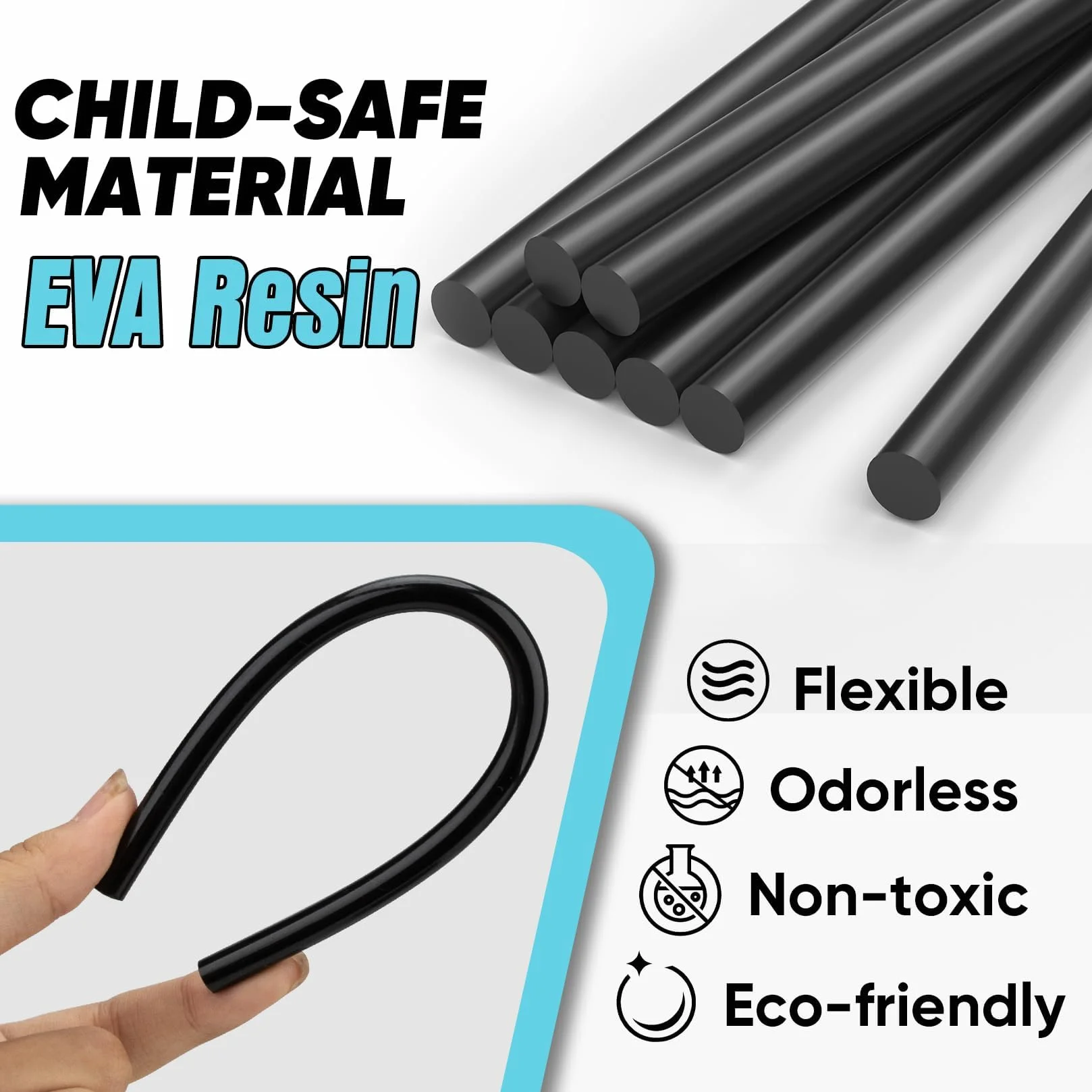 SHALL - 100 stick di colla nera 0,27" x 8" (7 mm x 200 mm) stick di colla a caldo per pistola per colla multiuso fai-da-te per tutte le temperature