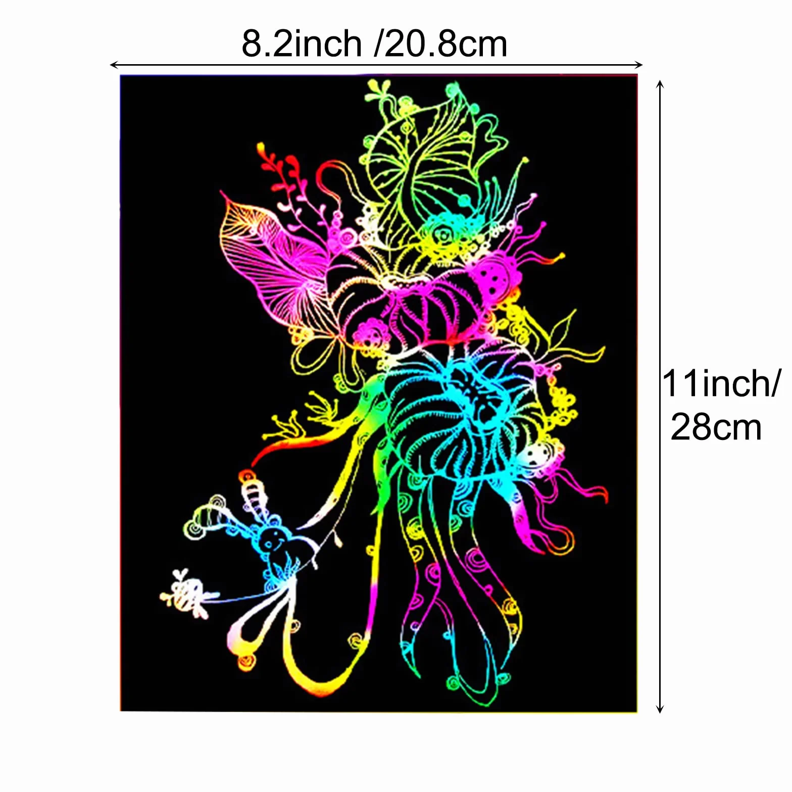 Confezione da 50 fogli di carta da grattare arcobaleno formato A4, materiali per incisione laser e marcatura, set regalo creativo, 280 x 208 mm