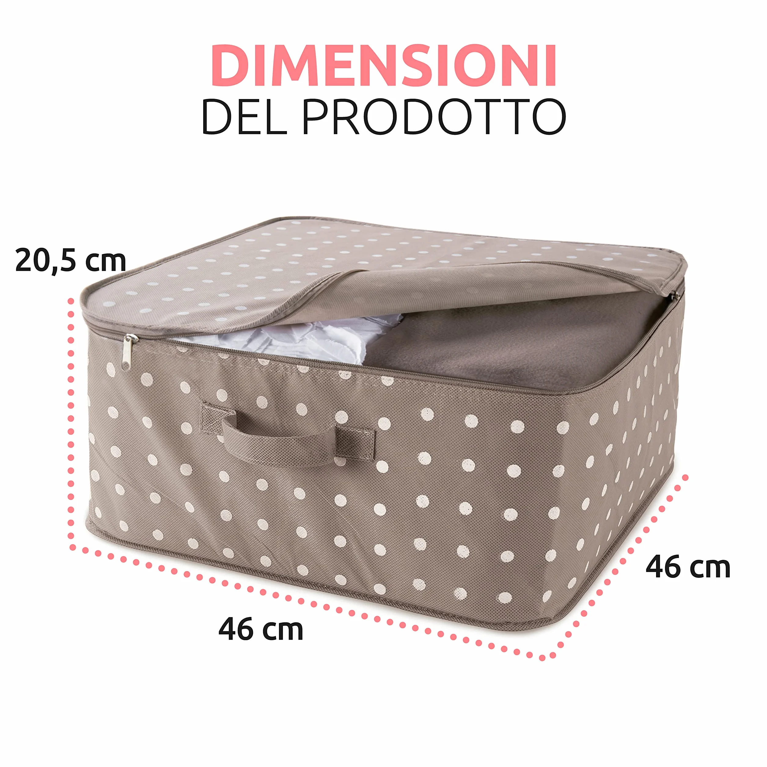 Rivoli Custodia Porta Coperte con Cerniera Antipolvere Polipropilene 46x46x20.5 cm Marrone/Bianco