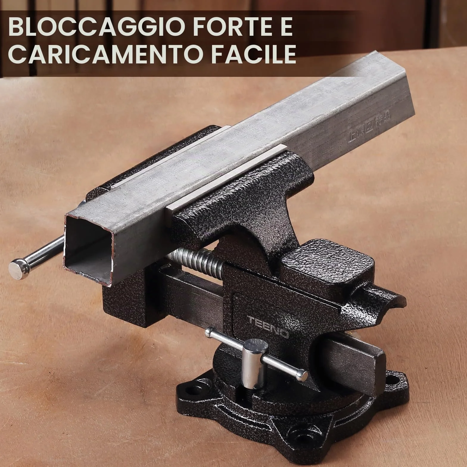 TEENO Morsa da Banco 4.5 inch 4.5kg，con larghezza della mascella 113 mm，Heavy Duty 270 ° Base Girevole Tavolo Morsetto da Banco,materiale in acciaio fuso, potenza di serraggio 2000 kg