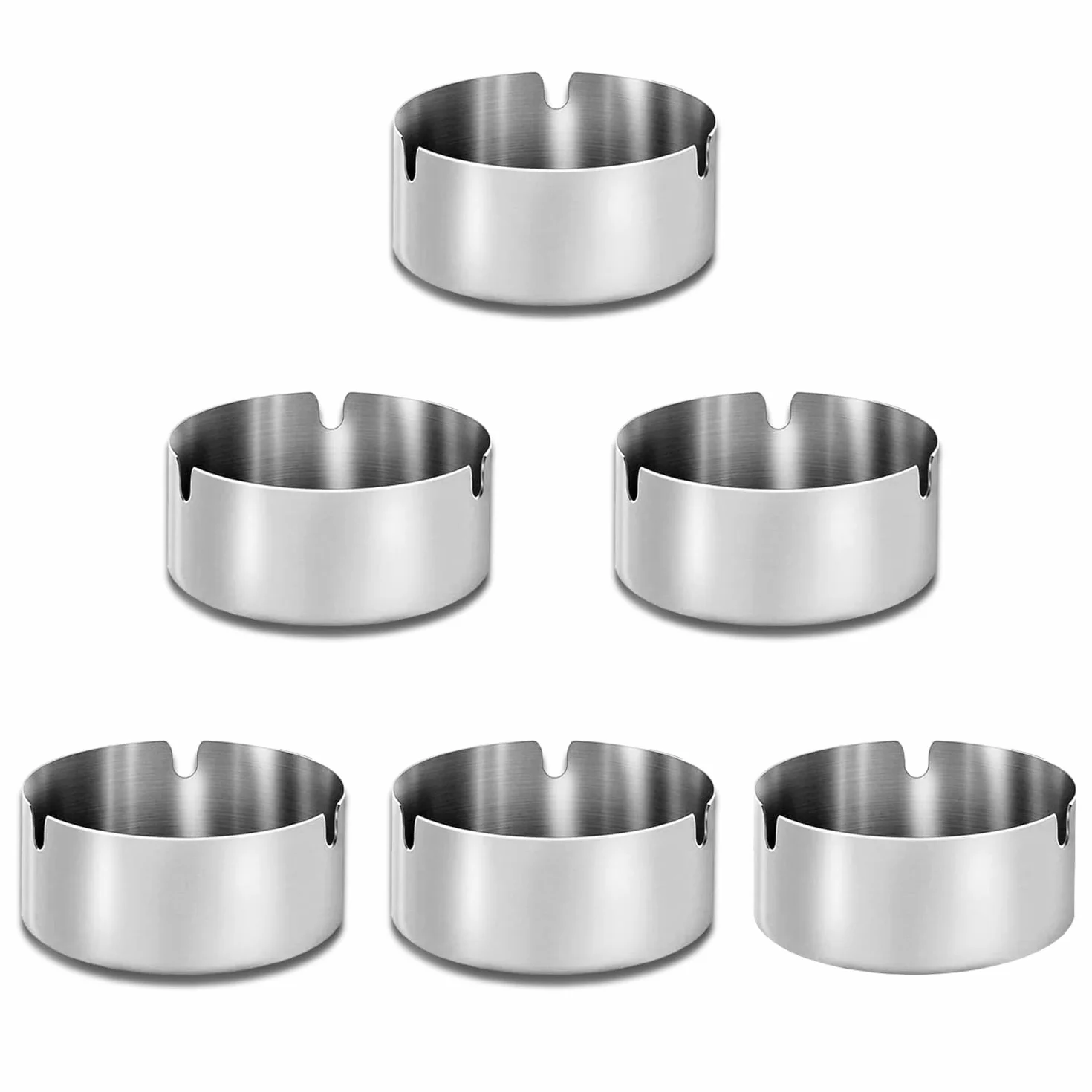 Posacenere Rotondo in Acciaio Inox 8 cm, 6 Pezzi, Argento