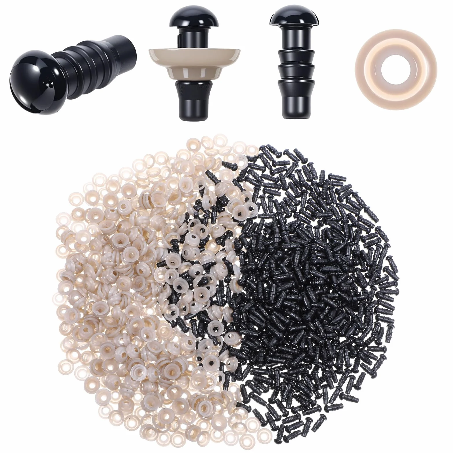 600 occhi di sicurezza da 5 mm per amigurumi, occhi e rondelle di sicurezza in plastica nera, occhi di sicurezza per amigurumi, occhi all'uncinetto per animali di peluche