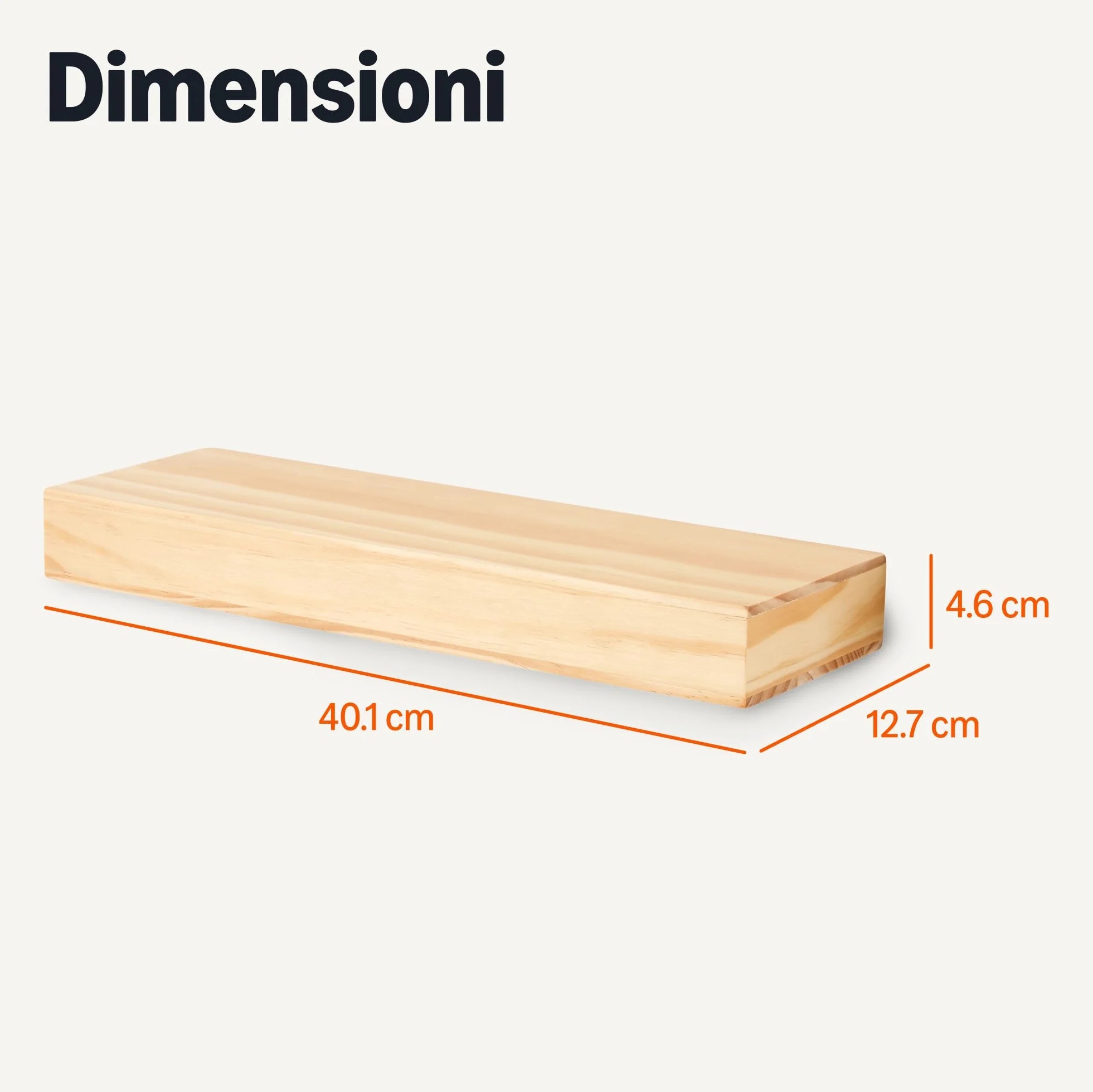 Amazon Basics Lot de 3 étagères murales flottantes en bois, Pin, 40,1 x 12,7 x 4,6 cm