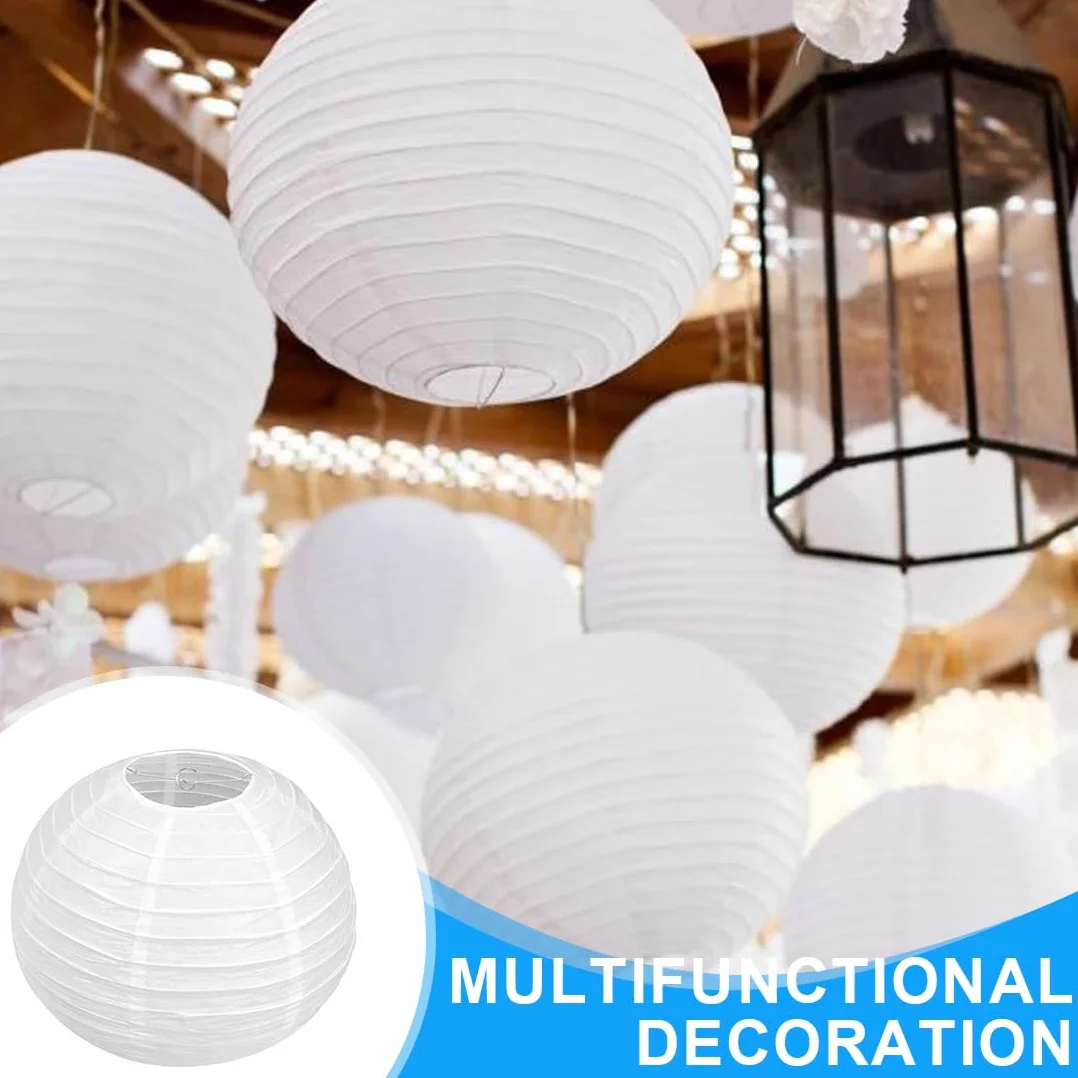 2 pezzi Lanterne Cinesi, 20cm Lanterna di carta Rotonde, Con cavo decorativo di 60 m, White Lanterne di carta da Appendere Decorazione per Decorazioni Domestiche, Feste e Matrimoni