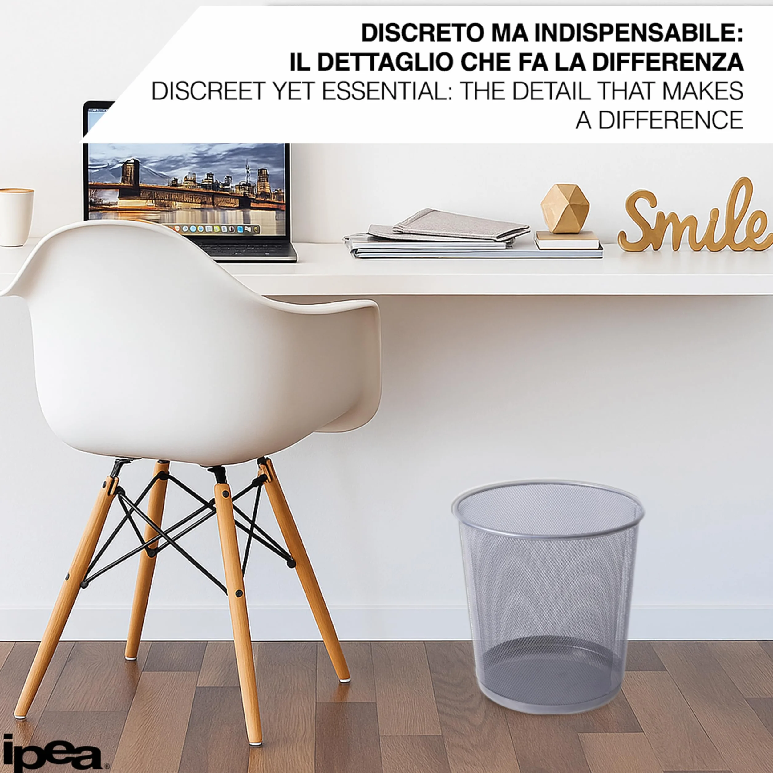 IPEA Cestino per la Carta in Rete Metallica 26x23 cm Metallo Cesto Spazzatura per Ufficio Casa Scuola