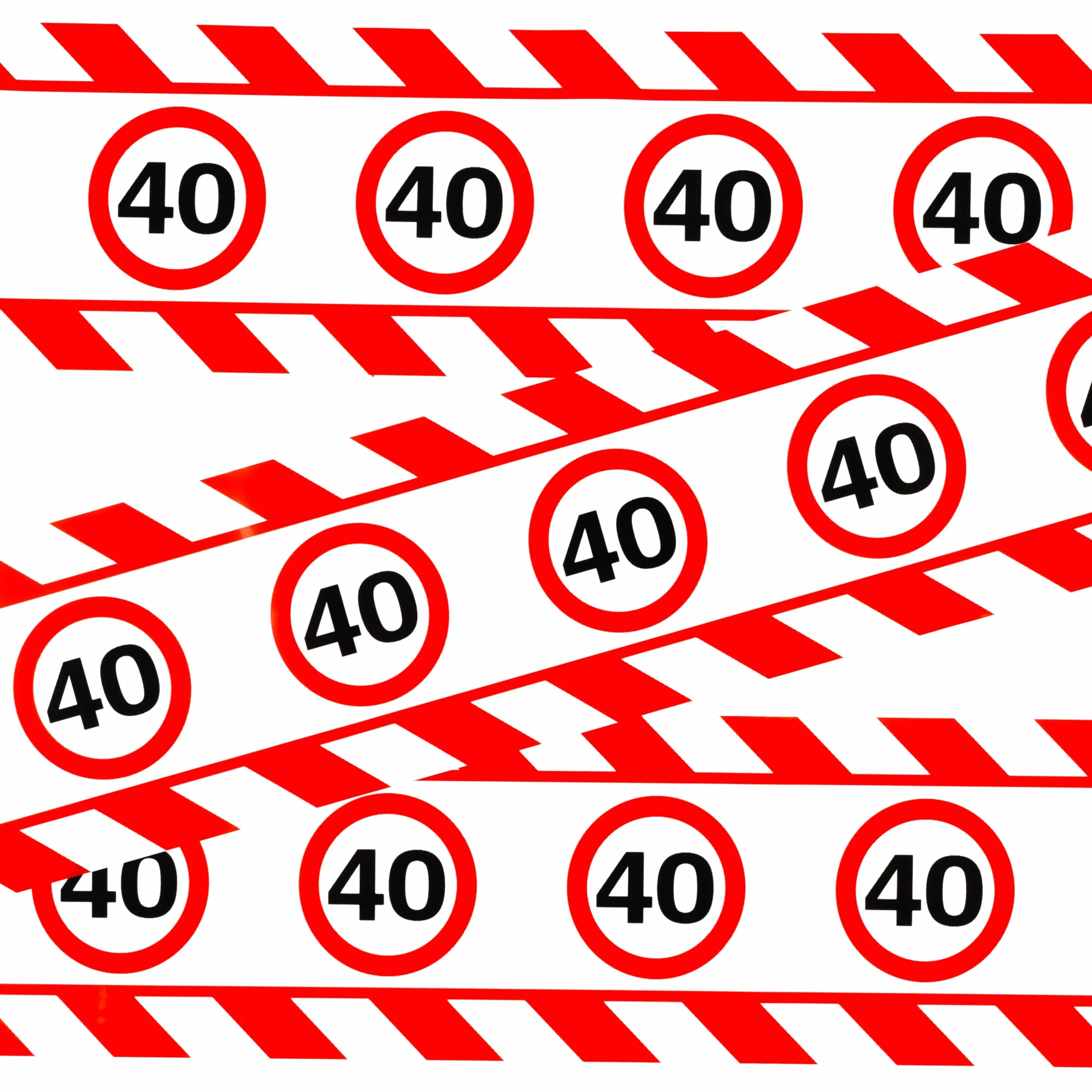 Nastro di Delimitazione Rosso e Bianco Decorazioni Compleanno 40 Anni con Segnali Stradali
