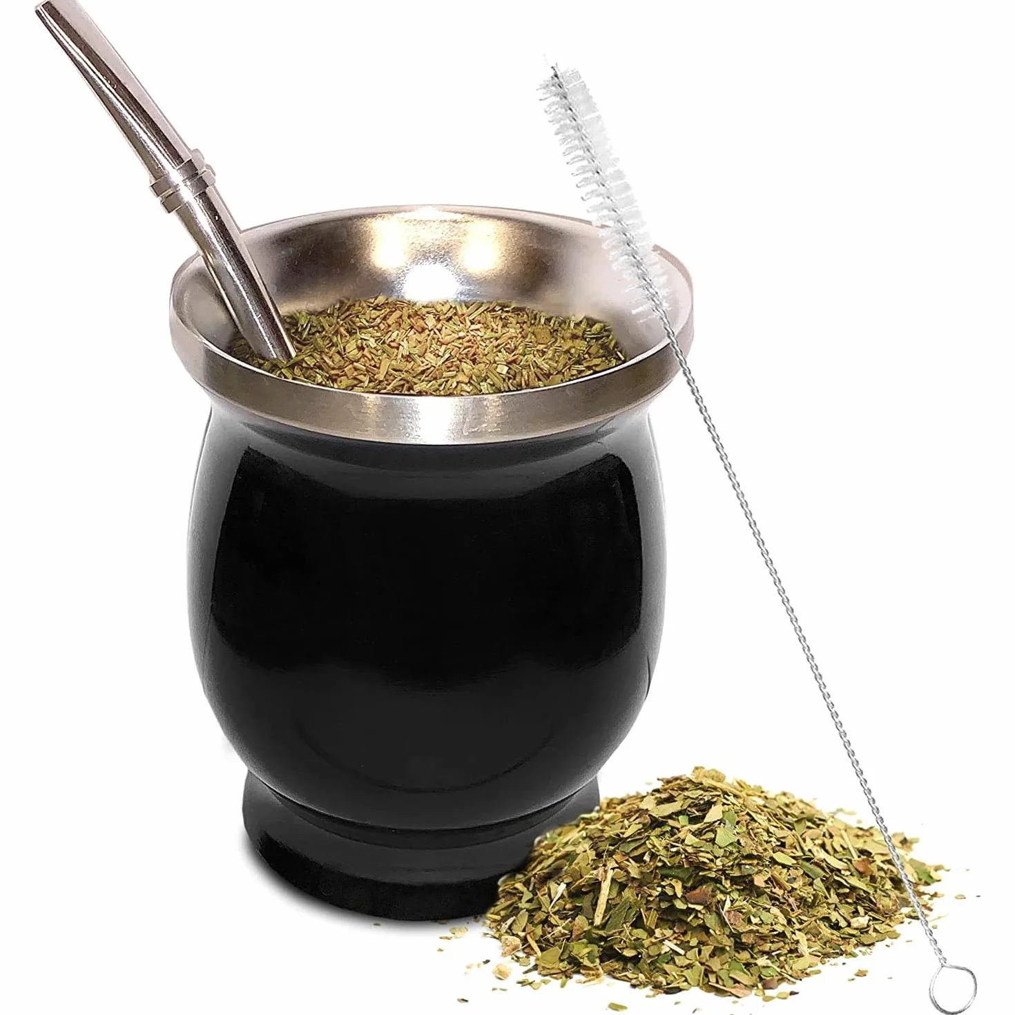 Tazze da tè Yerba Mate in acciaio inox 230 ml a doppia parete senza BPA nero