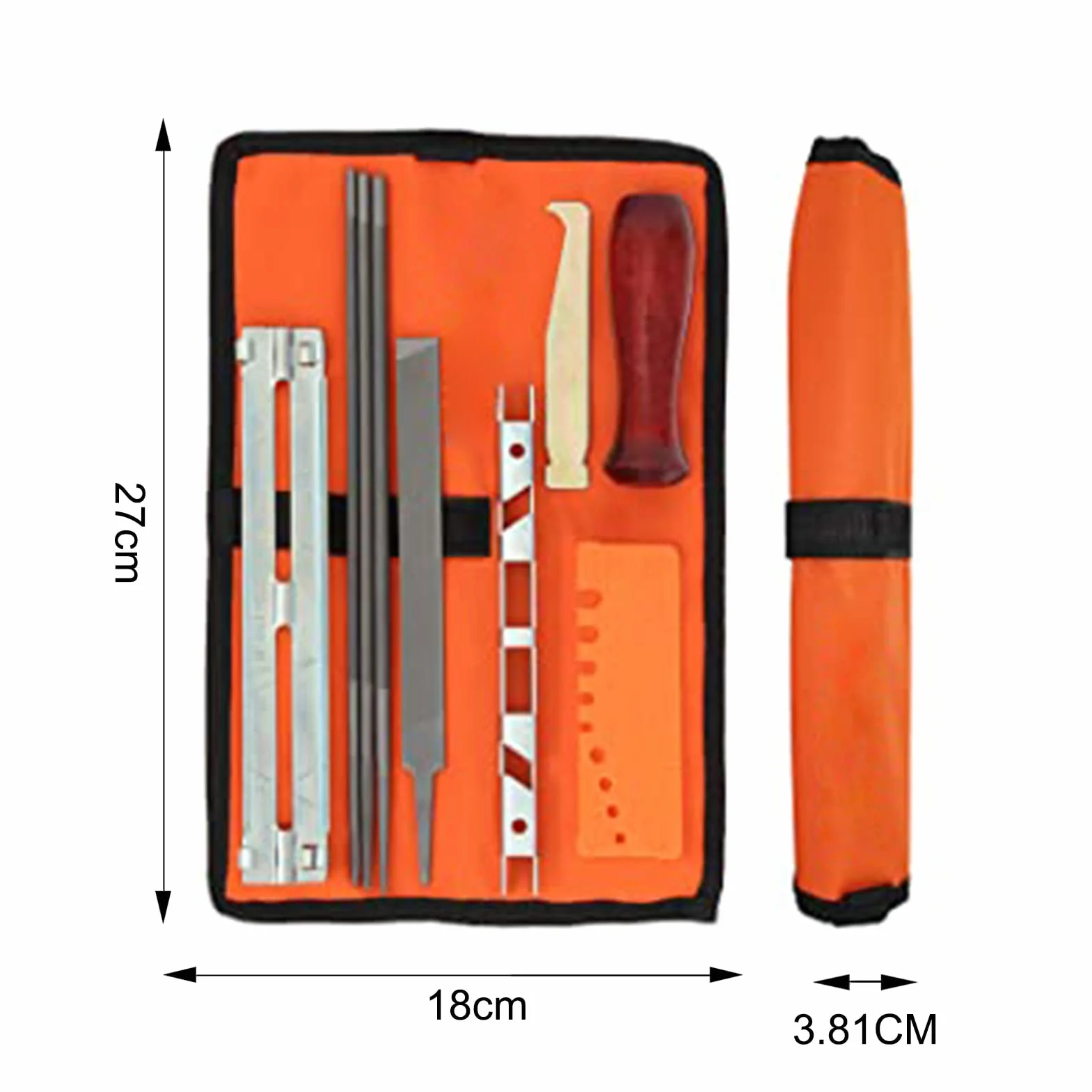 Kit di Lime per Affilare le Motoseghe, 10x Lima Universale per Catene, Strumenti Abrasivi, Con Lima Rotonda 5/32“ 3/16” 7/32” + Piatta + Impugnatura + Calibro di Controllo, per Tutte Le Motoseghe