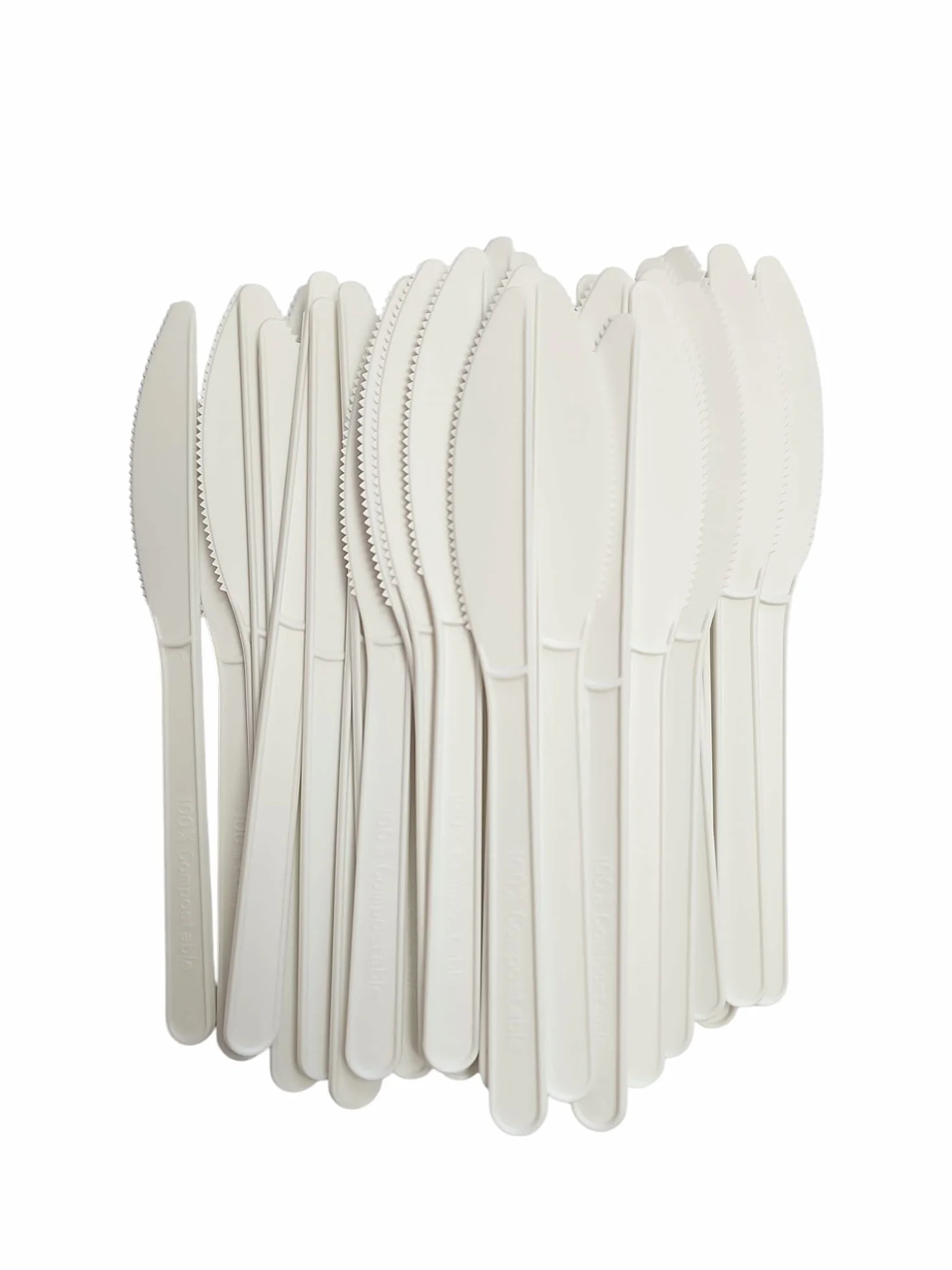 Biodegradable Compostable White Sugar Fiber Cutlery Set 100 Pcs Eco Friendly Posate