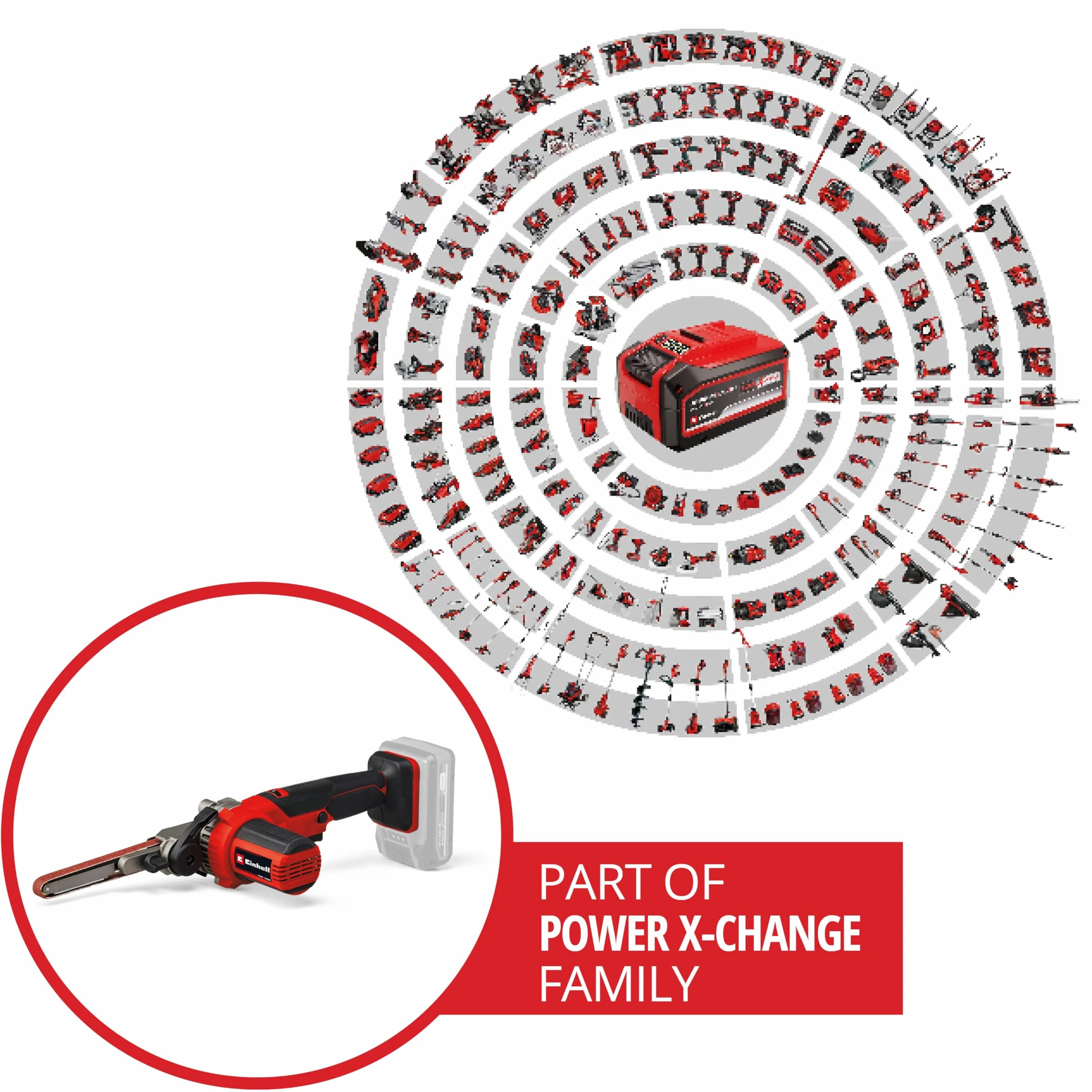 Lima a nastro a batterie Einhell TE-BF 18 Li-Solo Power X-Change (18 V, velocità fino a 1.700 m/min, 2 bracci abrasivi 9 mm e 13 mm, incl. 12 pz. nastri abrasivi, senza batteria)