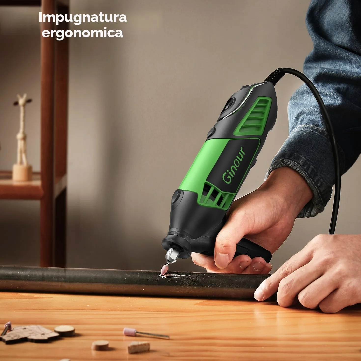 Ginour Strumento Multifunzione 200W Utensile Rotante 135 Accessori 6 Velocità 8000-35000RPM