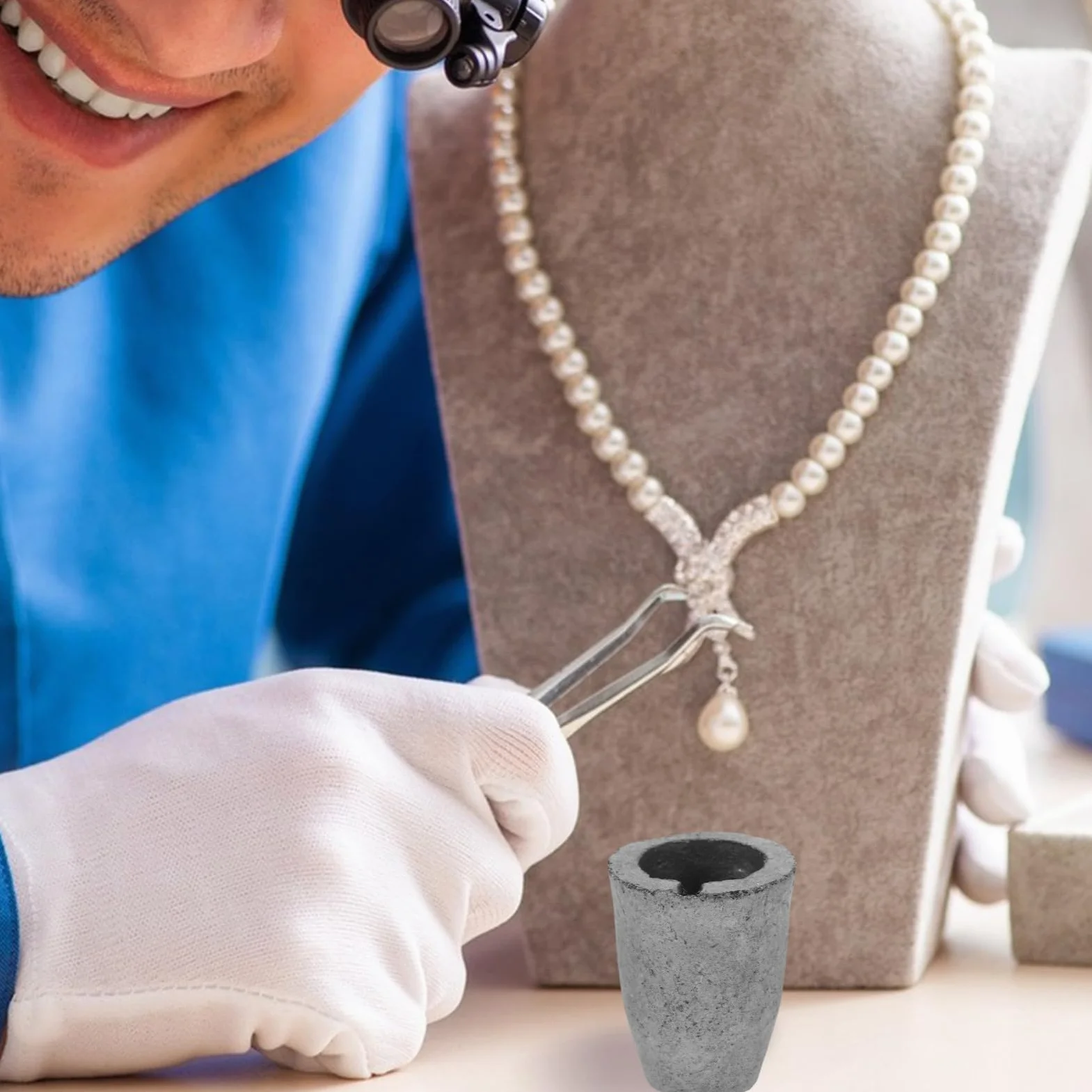 jojofuny Crogiolo in Grafite Carburo di Silicio per Fusione di Metalli come Rame, Alluminio e Argento, Capacità 20ml, per Analisi e Campionamento in Laboratorio
