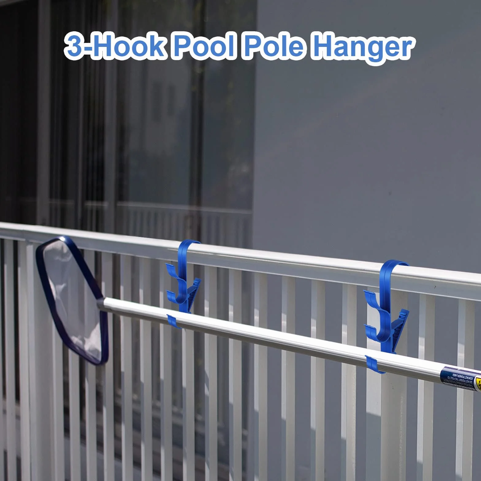 Ganci per piscina, portaoggetti per piscine, 30,5 x 13,5 x 3,5 cm, supporto resistente con set da 2 pezzi e clip per gancio a bordo piscina, uso esterno per foglie, rastrelli, reti, asciugamani