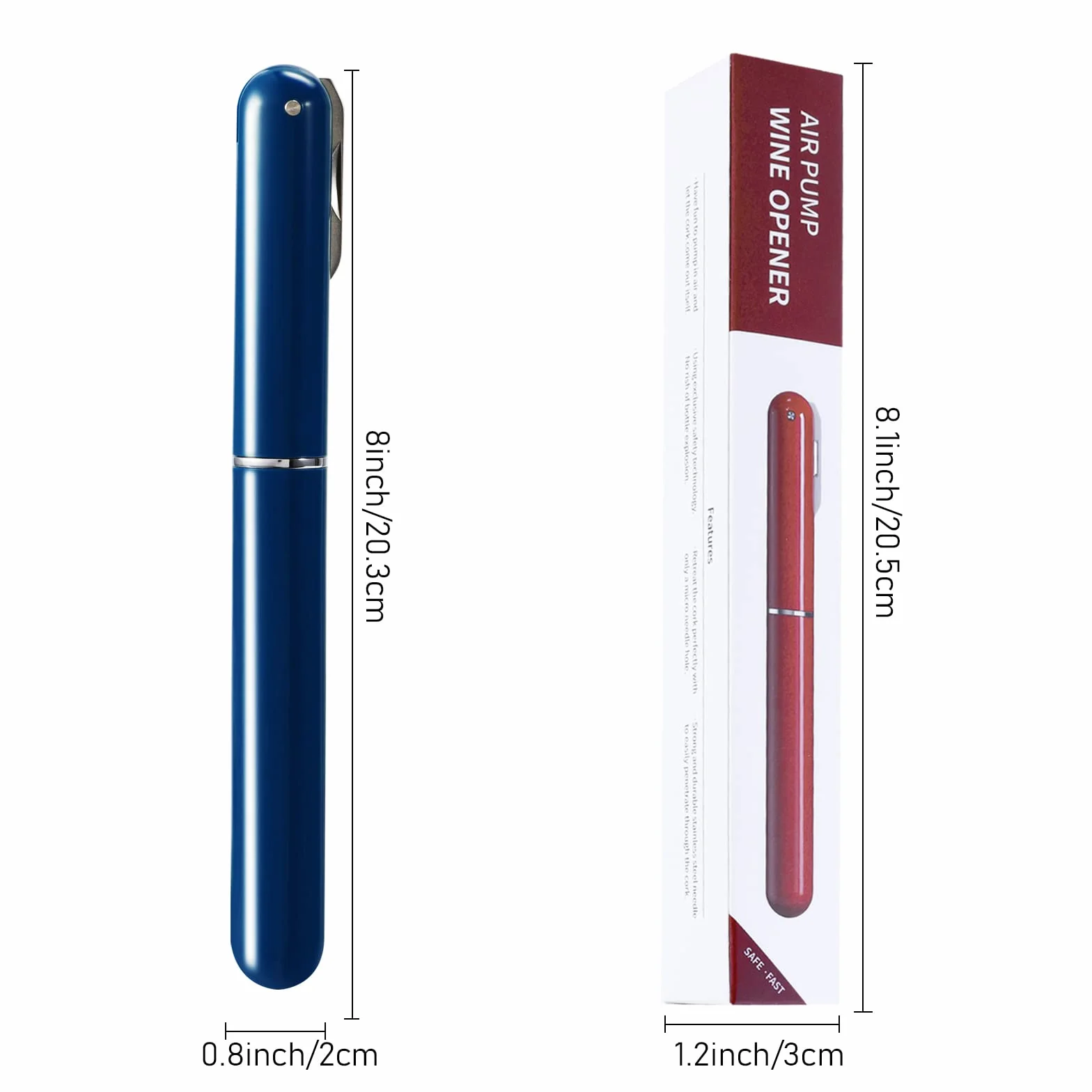 Apribottiglie per vino con pompa ad aria compressa, design 2 in 1, 7S, apertura rapida, apribottiglie a pressione con tagliacapsule, ottimo regalo per gli amanti del vino, blu