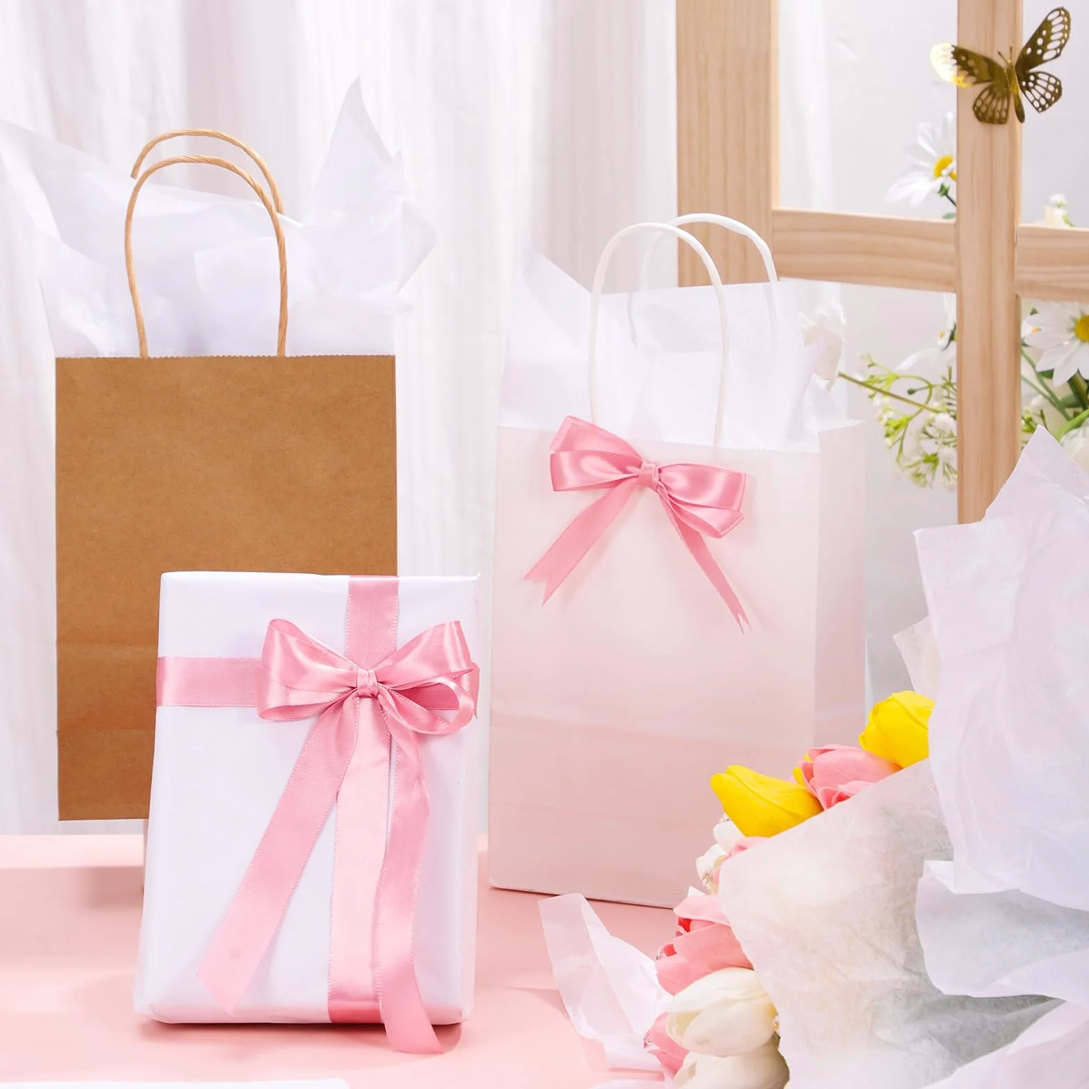 Carta Velina Bianca 50x70 cm 100 Fogli per Imballaggio e Decorazione