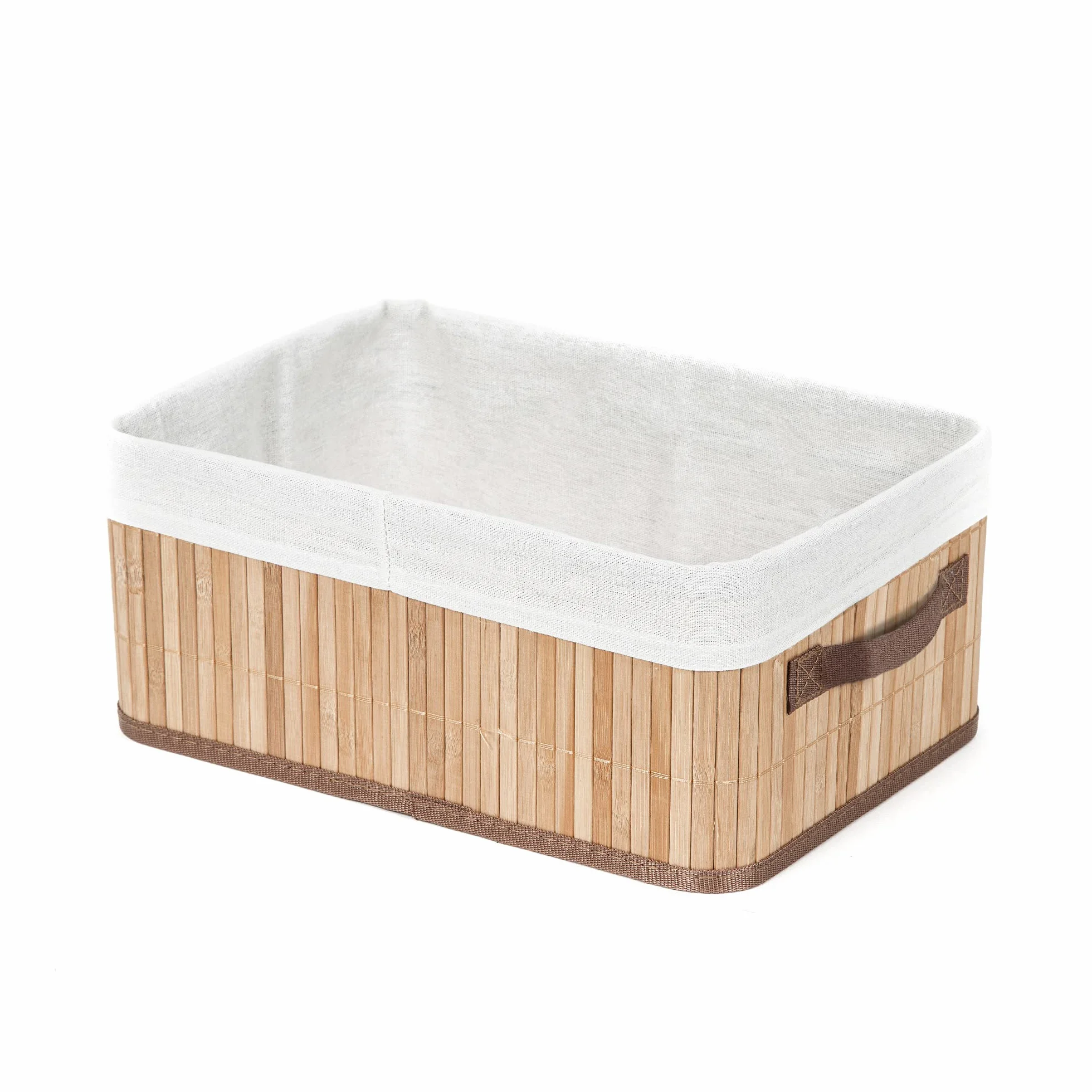 Compactor JOEY Cesto BAMBOO M, 35x25x15 cm, Naturale in Bambù e Policotone con Fodera Rimovibile