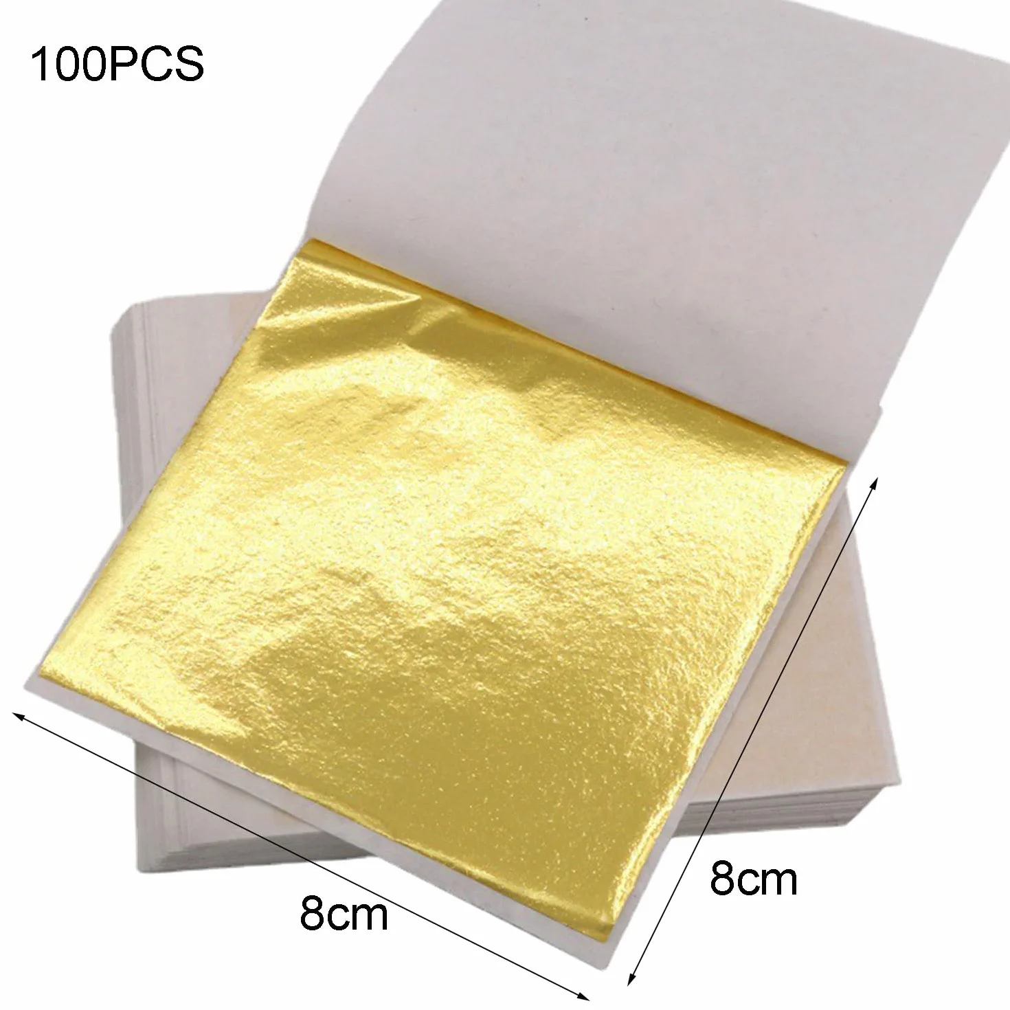 Fogli di Foglia Oro,100 Pezzi di Lamina D'oro,Foglia D'oro, 8cm x 8,5cm,Ideali per Doratura, Artigianato, Progetti Artistici e Decorazioni,
