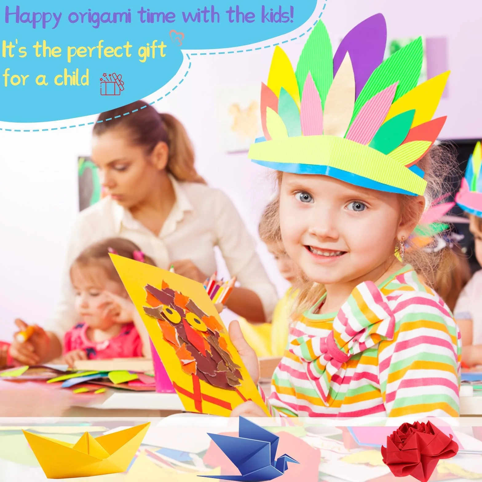 Gucass 300 Fogli di Carta per Origami, 20x20, 15x15 e 10x10 cm, Quadrati per Bambini e Adulti, 20 Colori Double Face, 70 g/m², Progetti Fai Da Te, Scuola, Artigianato