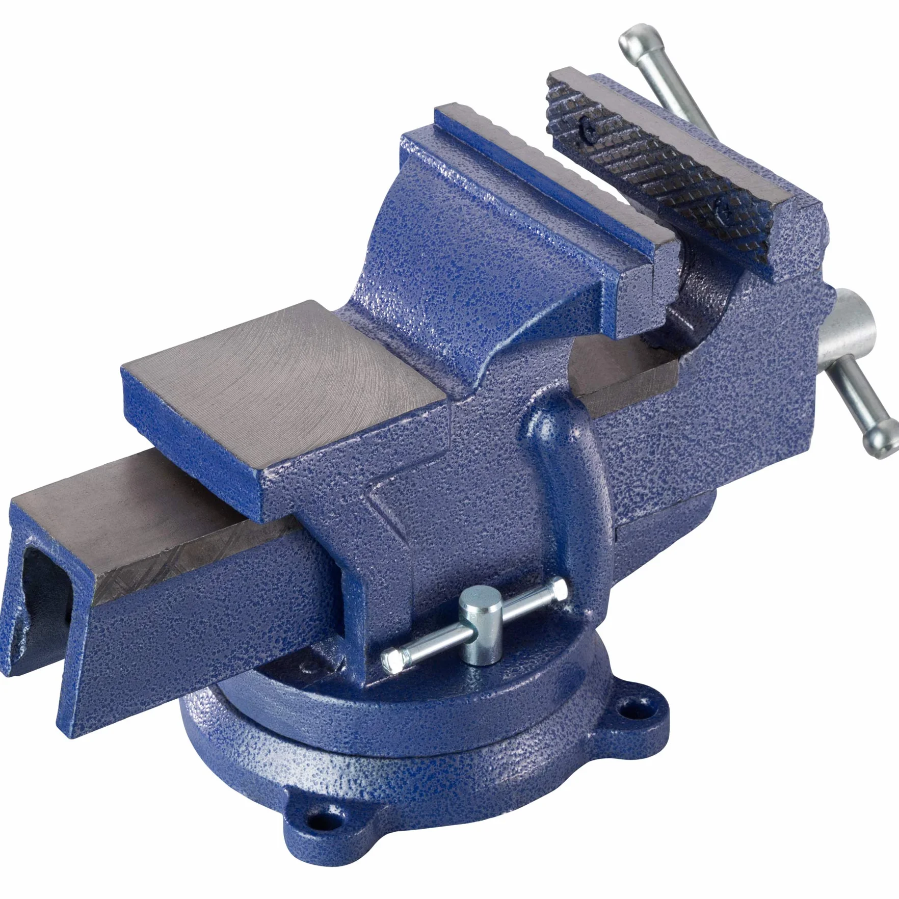 tectake® Morsa da Banco Ghisa 27x10x15 cm, Morsa da Falegname con Incudine per Banco da Lavoro, Attrezzi Falegnameria, Base Girevole, Apertura 125 mm, Ideale Fai da te in Garage o Officina - Blu