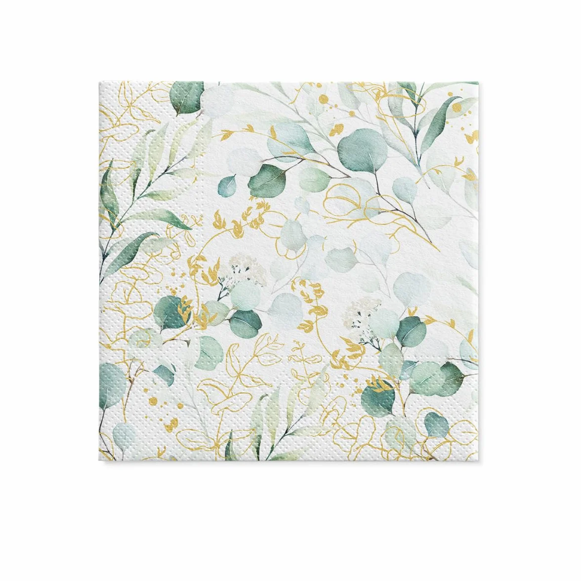 Tovaglioli di Carta Colorati 33x33 cm 20 Pezzi 3 Veli Eucalipto Dorato