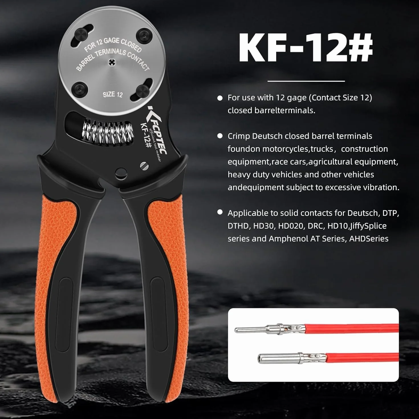KF CPTEC Deutsch Crimper, Utensile di rientro a 4 vie, crimpatrice a cilindro chiuso a 8 impressioni per connettori Deutsch serie DT e contatti Deutsch, calibro 12
