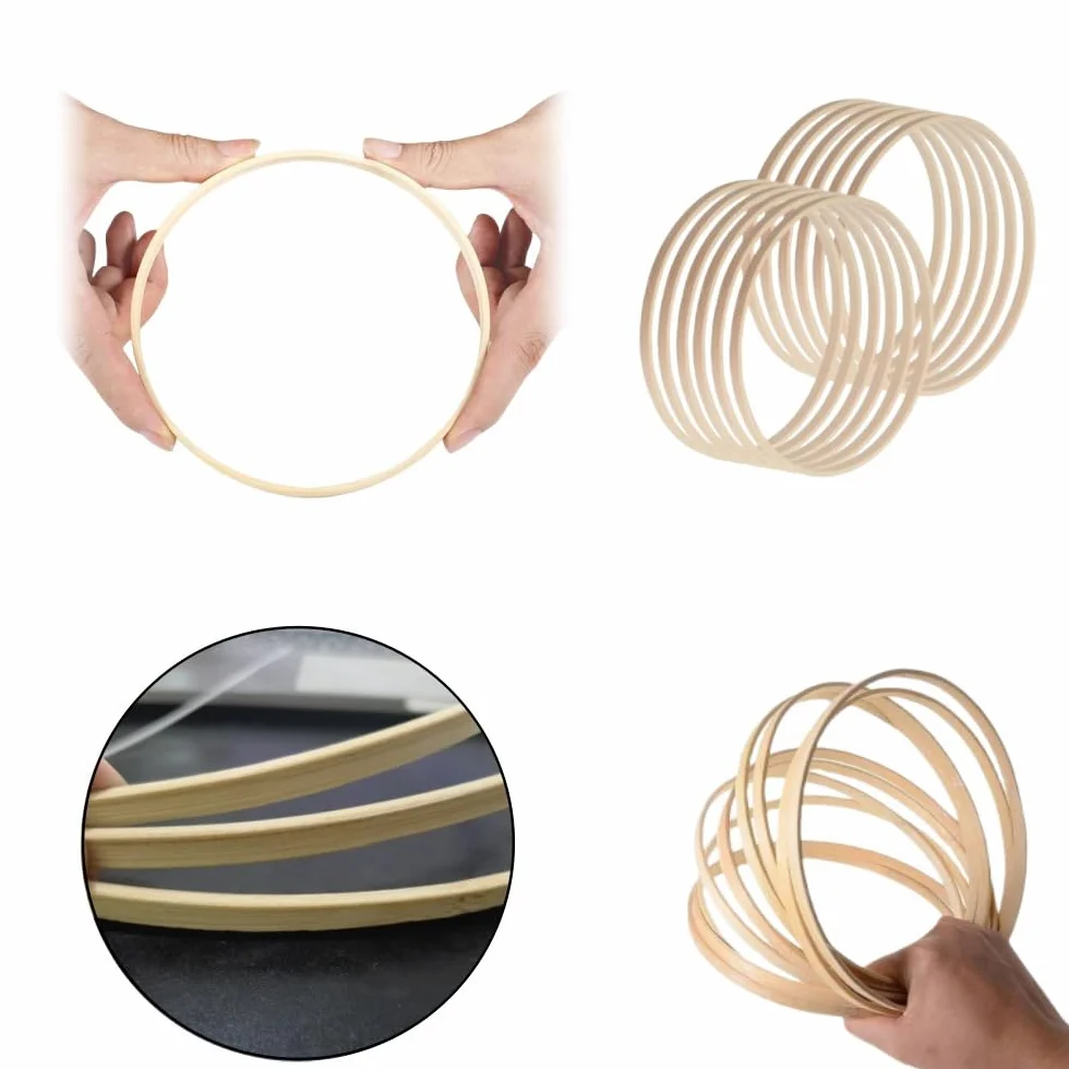Cerchi in Legno 15 cm Anelli in Bambù Acchiappasogni 12 Pezzi per Decorazioni Macramè