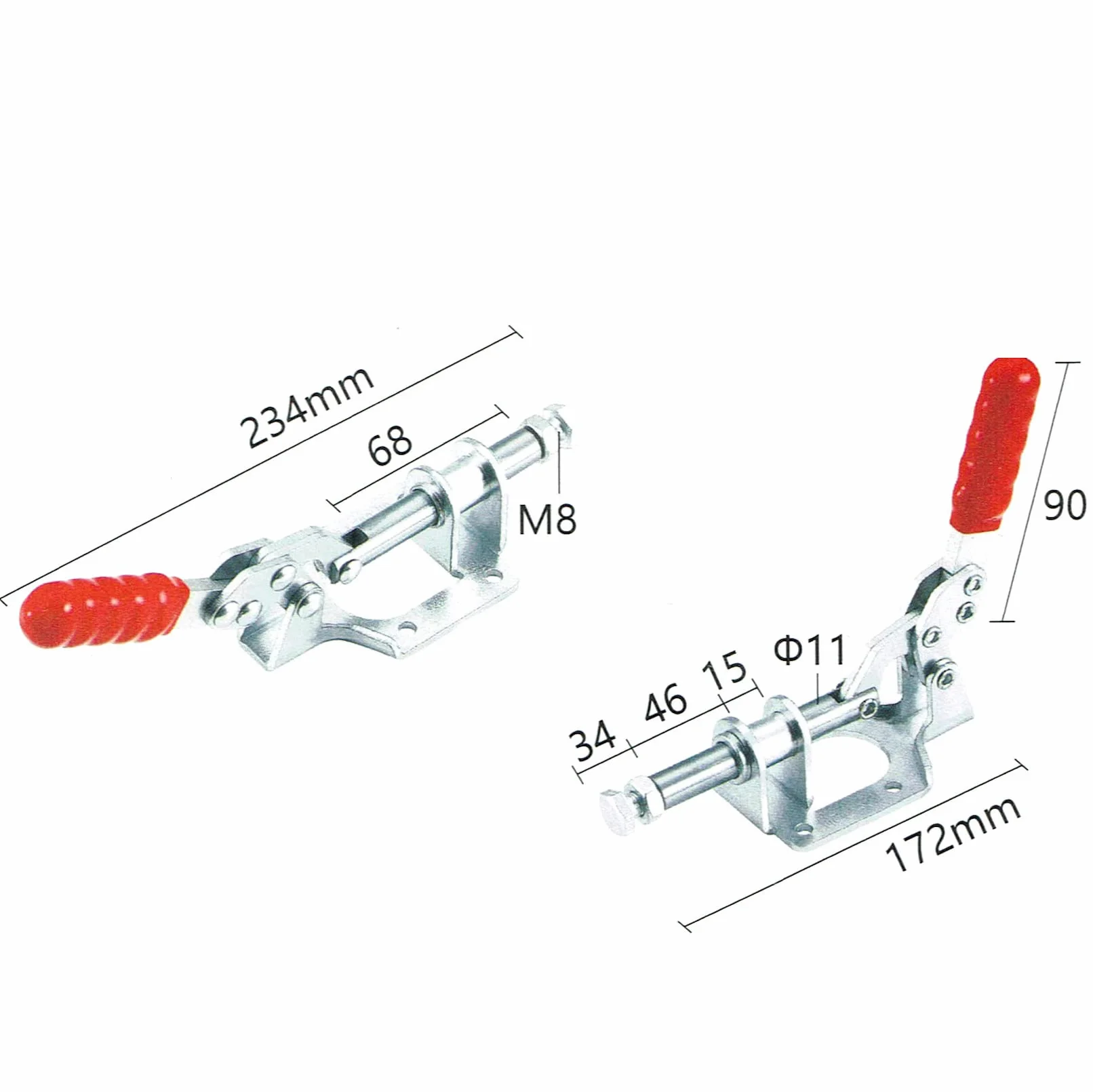 Morsetto a ginocchiera INGDAUM® 1 pezzo con asta di spinta GH-302FM, forza di tenuta 136 kg (1, GH-302FM)