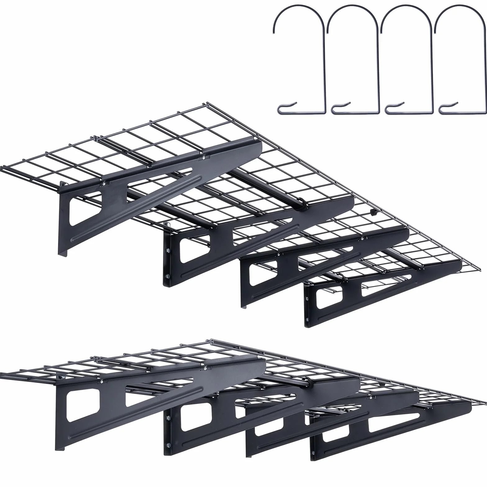 VEVOR Scaffali da 2 Pezzi per Garage Con Griglia 122 x 61 cm Montaggio da Parete, Capacità Carico max. 113,4 kg, Portaoggetti Galleggianti per Organizzazione, Officina