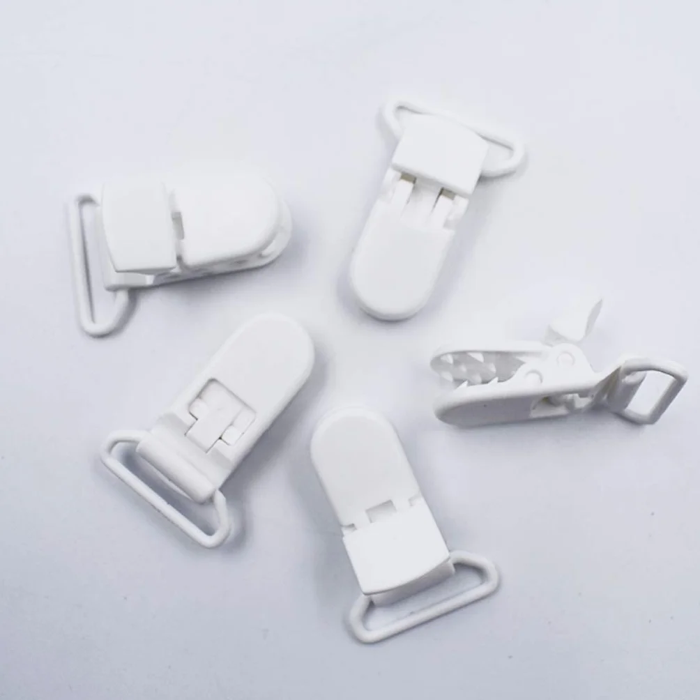 10 pezzi riutilizzabili in plastica distintivi clip per bambini manichino ciuccio clip per bambini giocattoli per artigianato bianco Durability