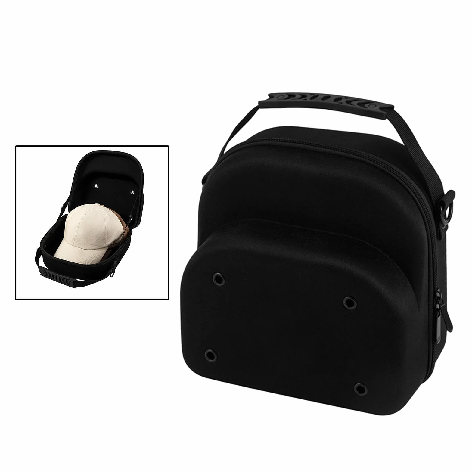 Custodia Rigida per Cappellini Da Baseball Nera Borsa Trasporto Conservazione