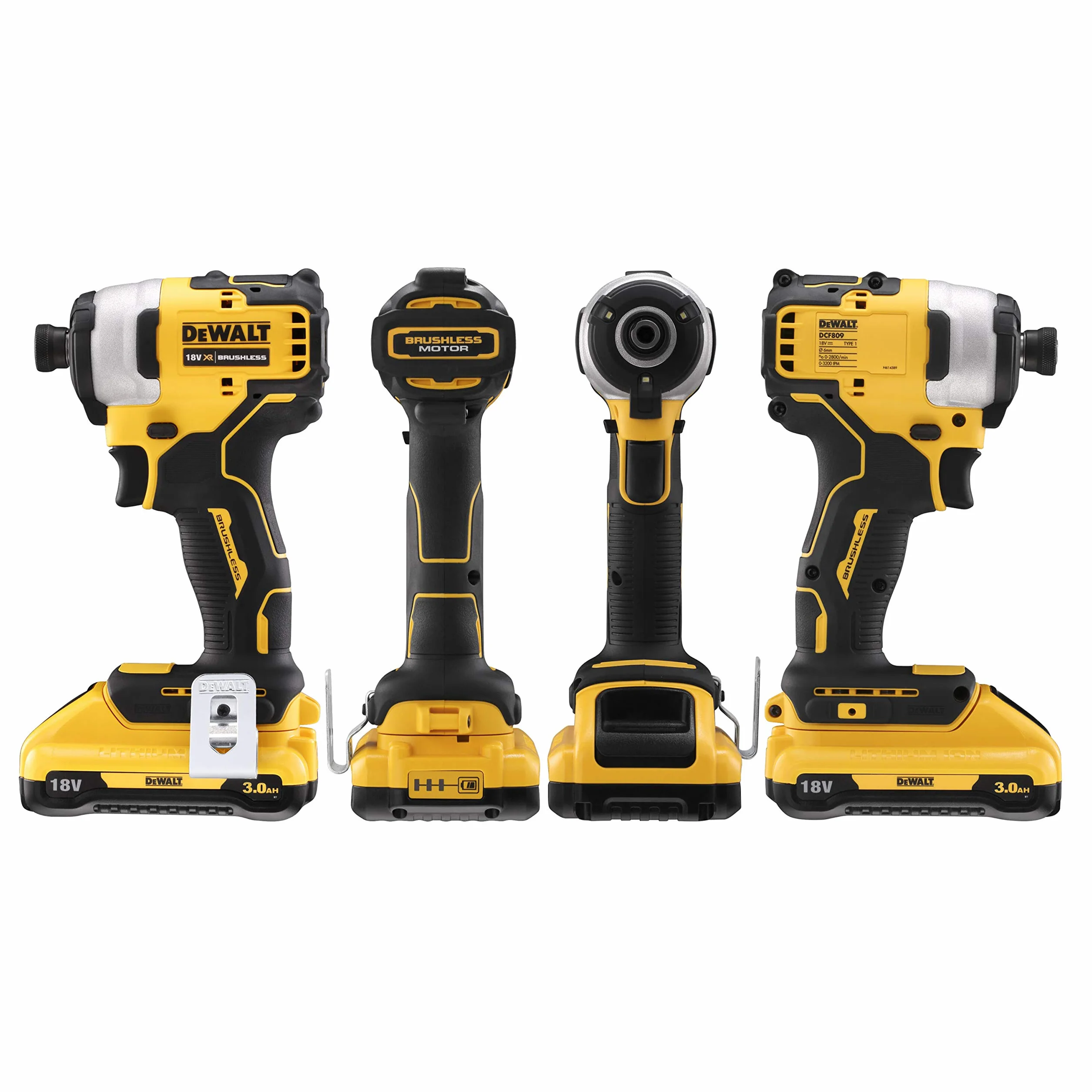 DEWALT DCF809L2T-QW - Avvitatore a impulsi XR 18V 1/4" 190Nm senza spazzole con 2 batterie agli ioni di litio da 3,0Ah con custodia TSTAK