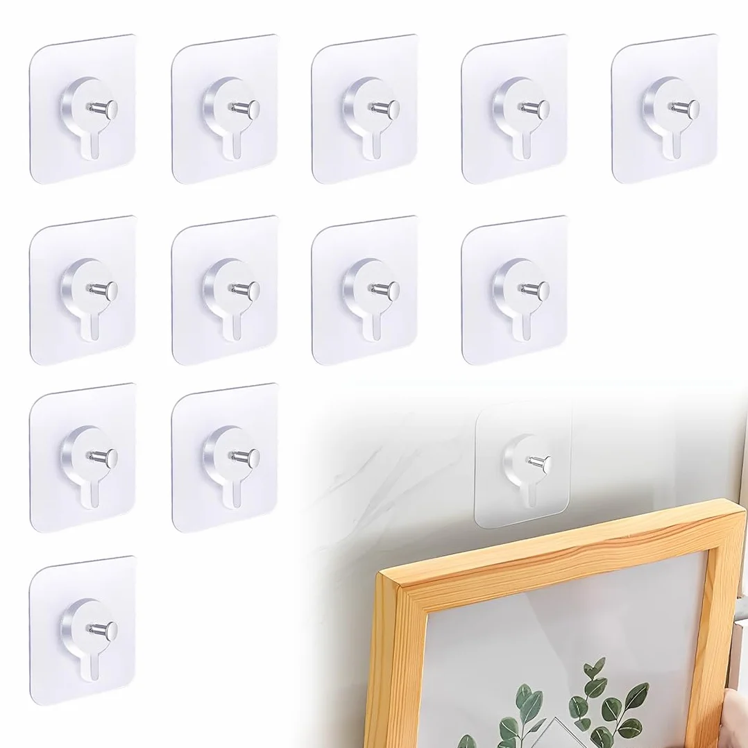 12 Pezzi Ganci Autoadesivi Per Quadri, Chiodi Adesivi Per Quadri Muro, Trasparenti Ganci Per Quadri Muro, Appendi Quadri Senza Chiodi, Per Appendere Quadri, Orologi, Cornici