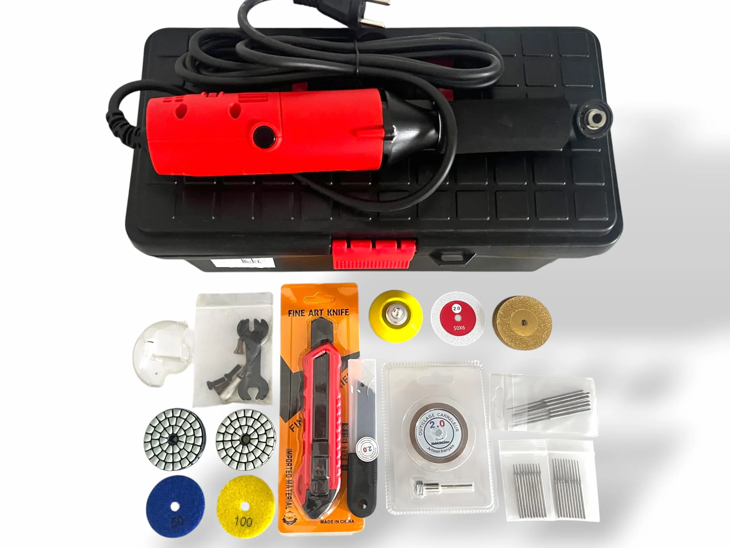 Smerigliatrice P6 Precisione 550W Variatore Velocità Set Accessori Taglio Finitura Piastrelle Pietra