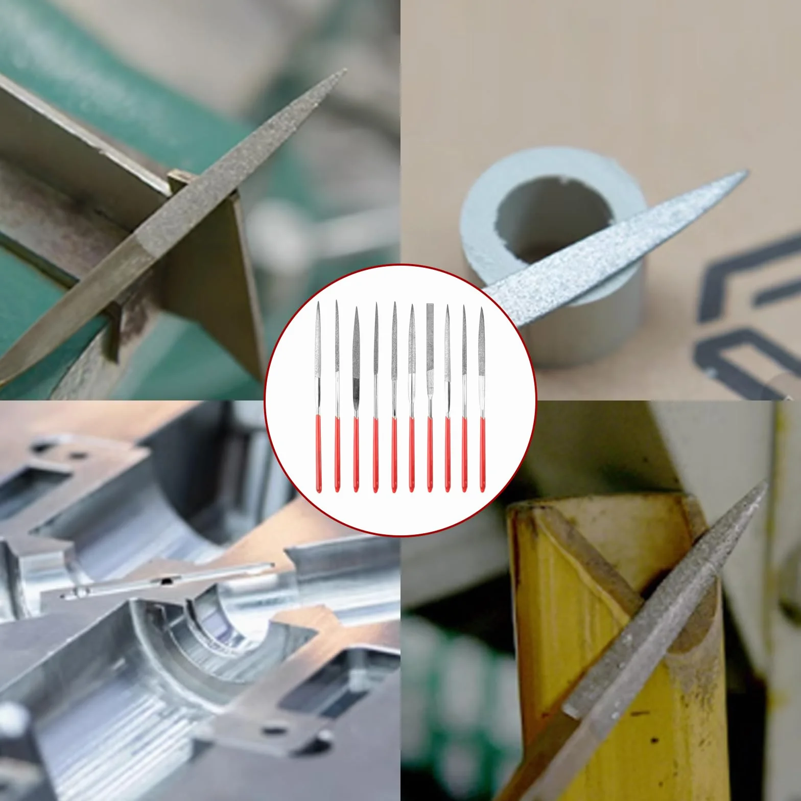 Set di 10 mini lime diamantate per modellismo, per legno, gioielli, metallo, pietra e accessori per stampanti 3D (10 modelli)