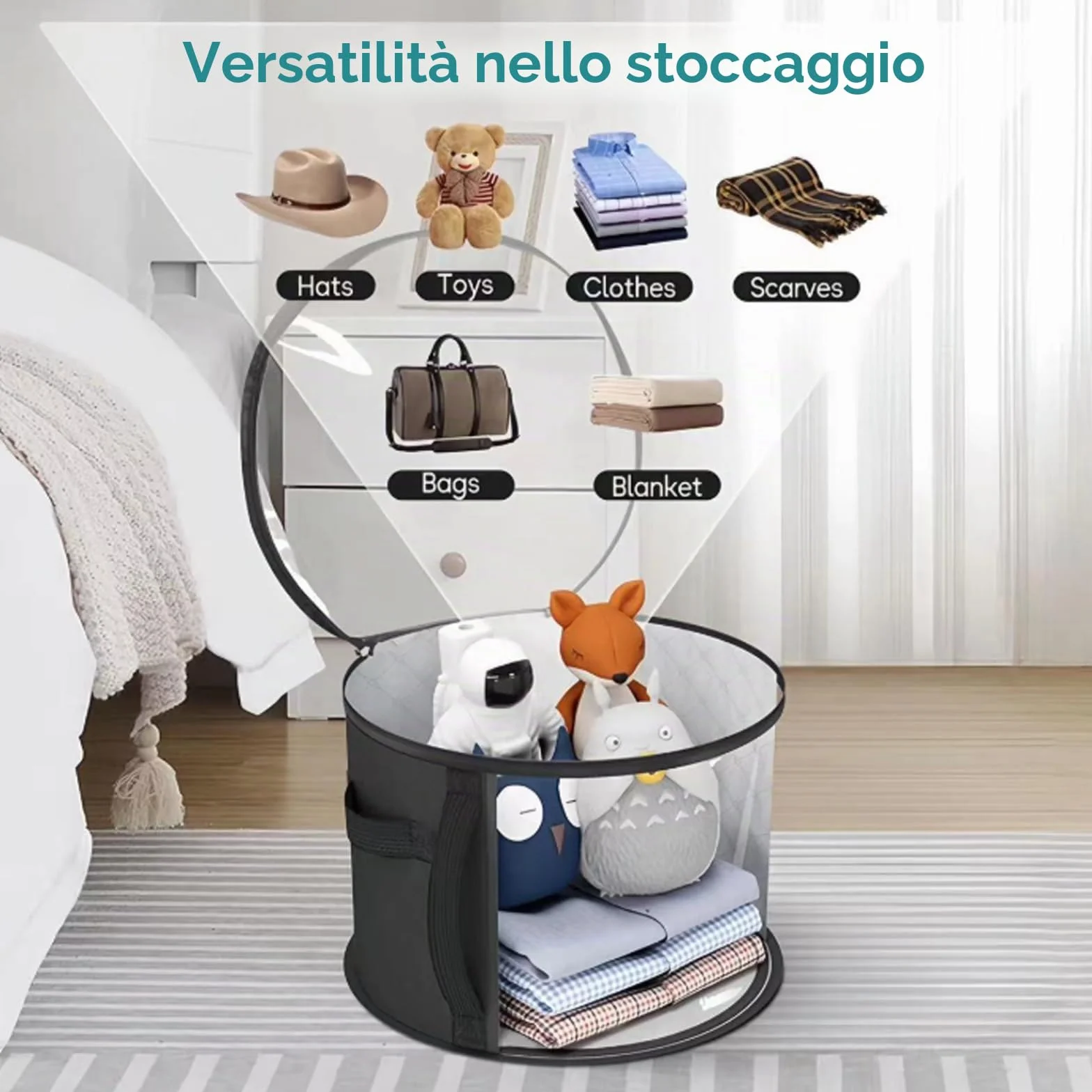 Scatola per cappelli rotonda con coperchio, borsa da viaggio leggera e traspirante