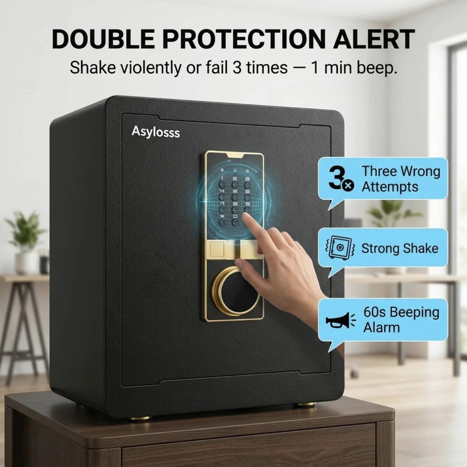2.0 Cub Safe Box, 44,5 cm di altezza, cassaforte ignifuga con tastiera, chiavi di ricambio e sistema di allarme, cassaforte digitale per documenti, denaro, medicinali