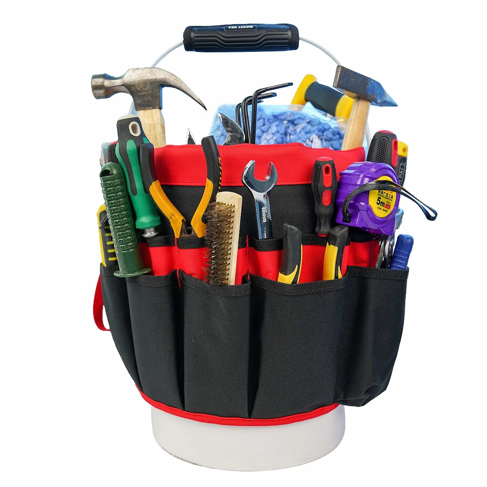 Secchio Strumento Organizer per Attrezzi da Giardino 3,5-5 Galloni Rosso